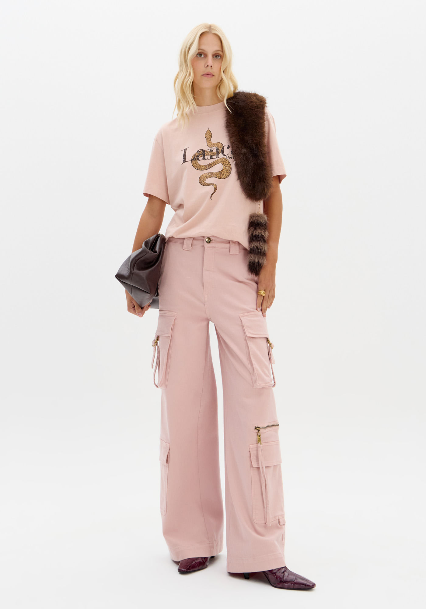Calça Relaxed Sarja Com Bolsos Cargo