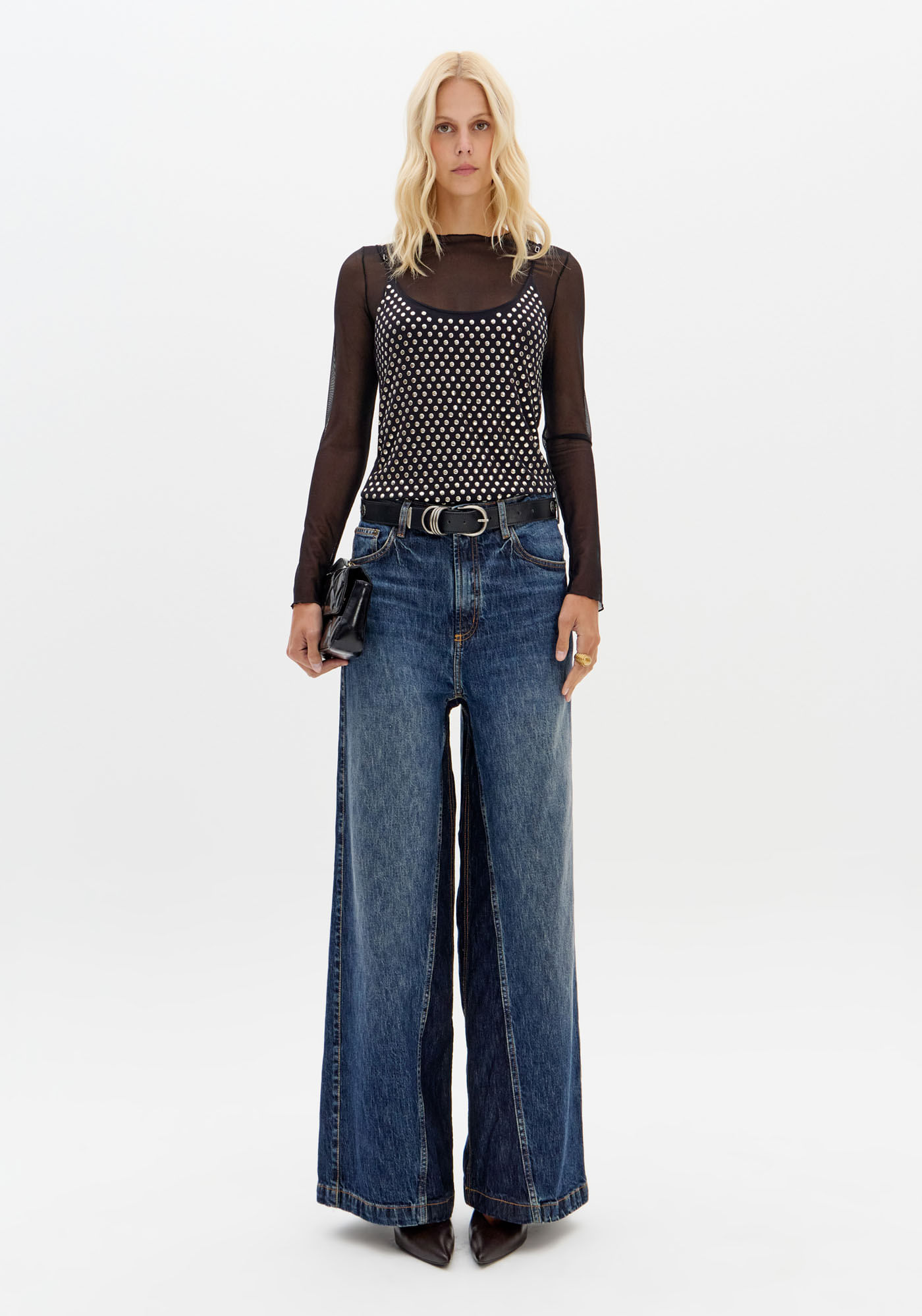Calça Jeans Relaxed Com Bolsos