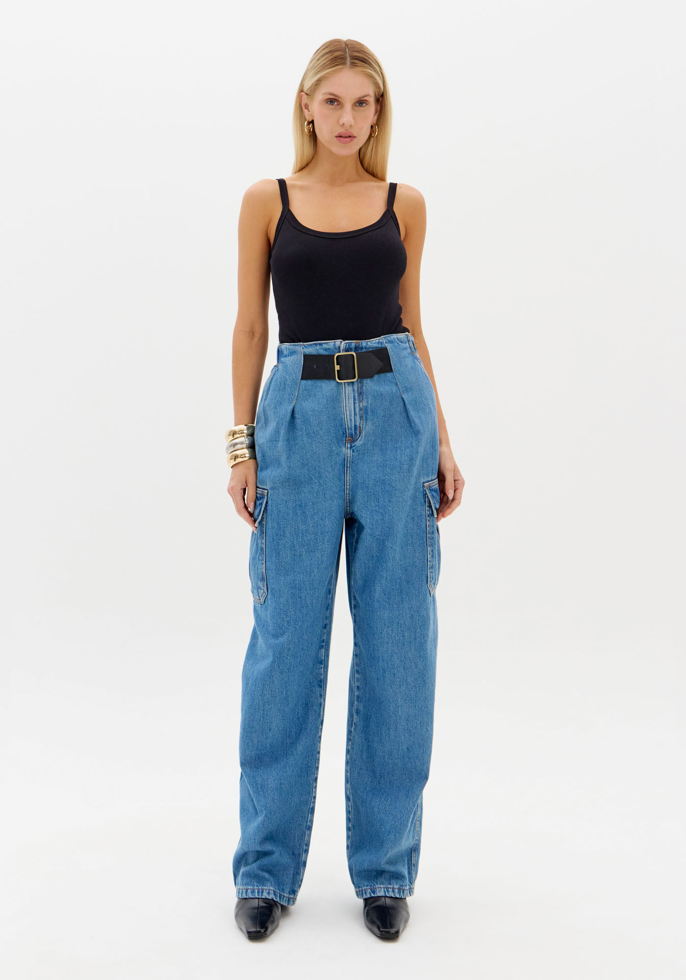 Calça Carrot Jeans Com Cintura Alta