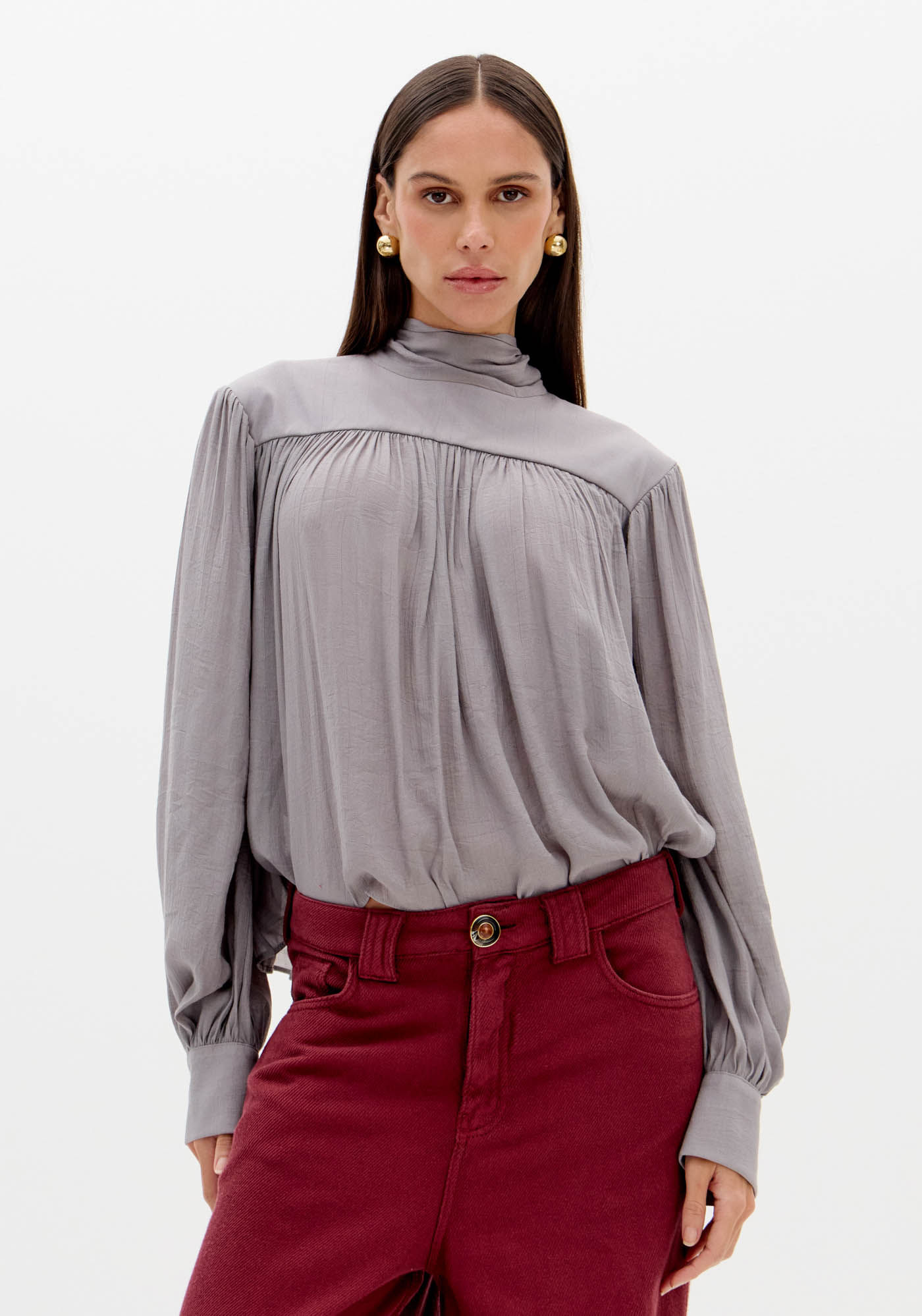 Blusa Manga Longa Com Laço