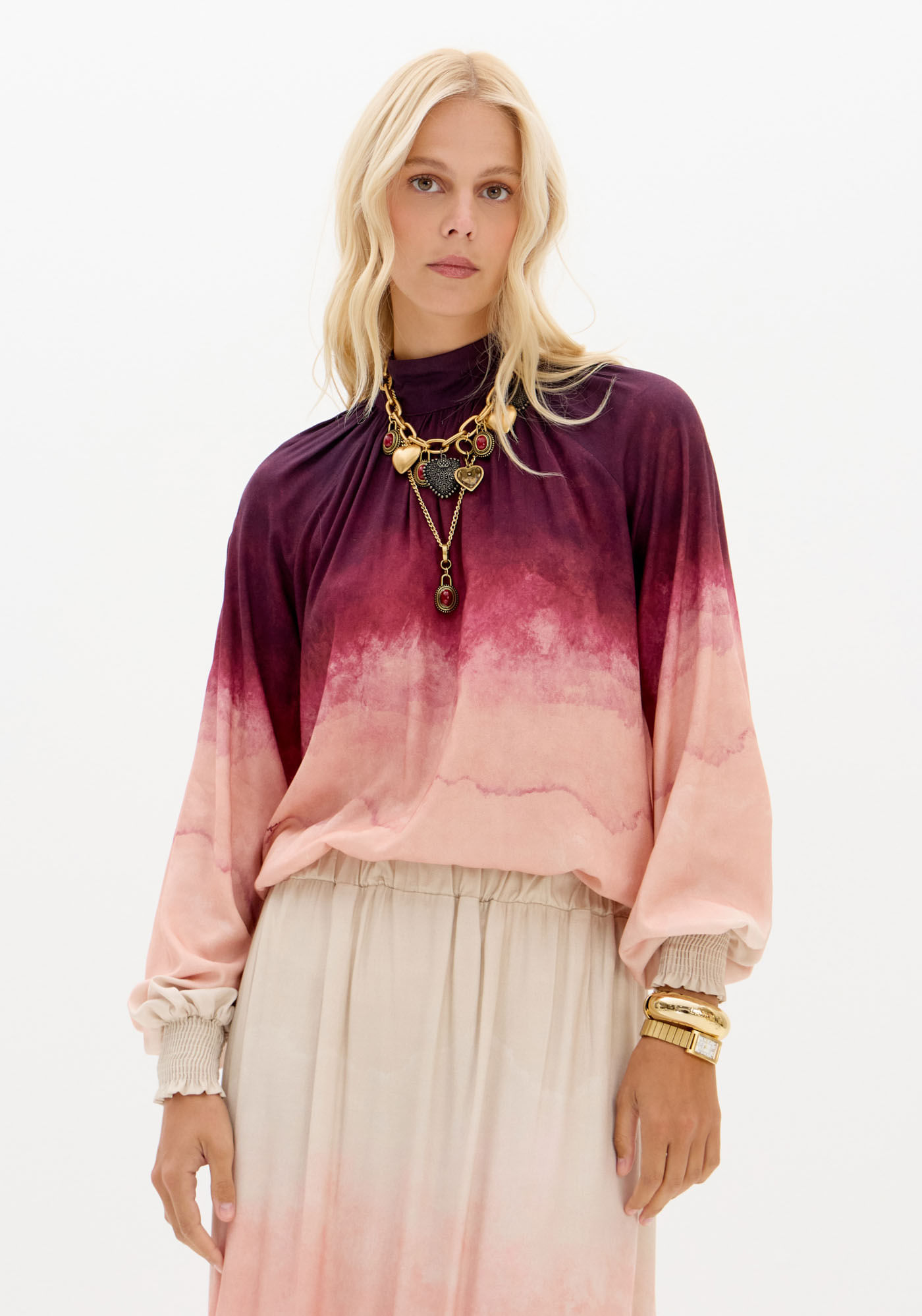 Blusa Manga Longa Com Gola