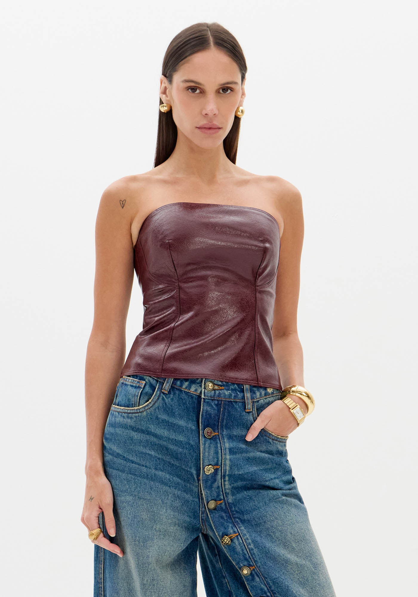 Blusa Corset Com Decote Reto