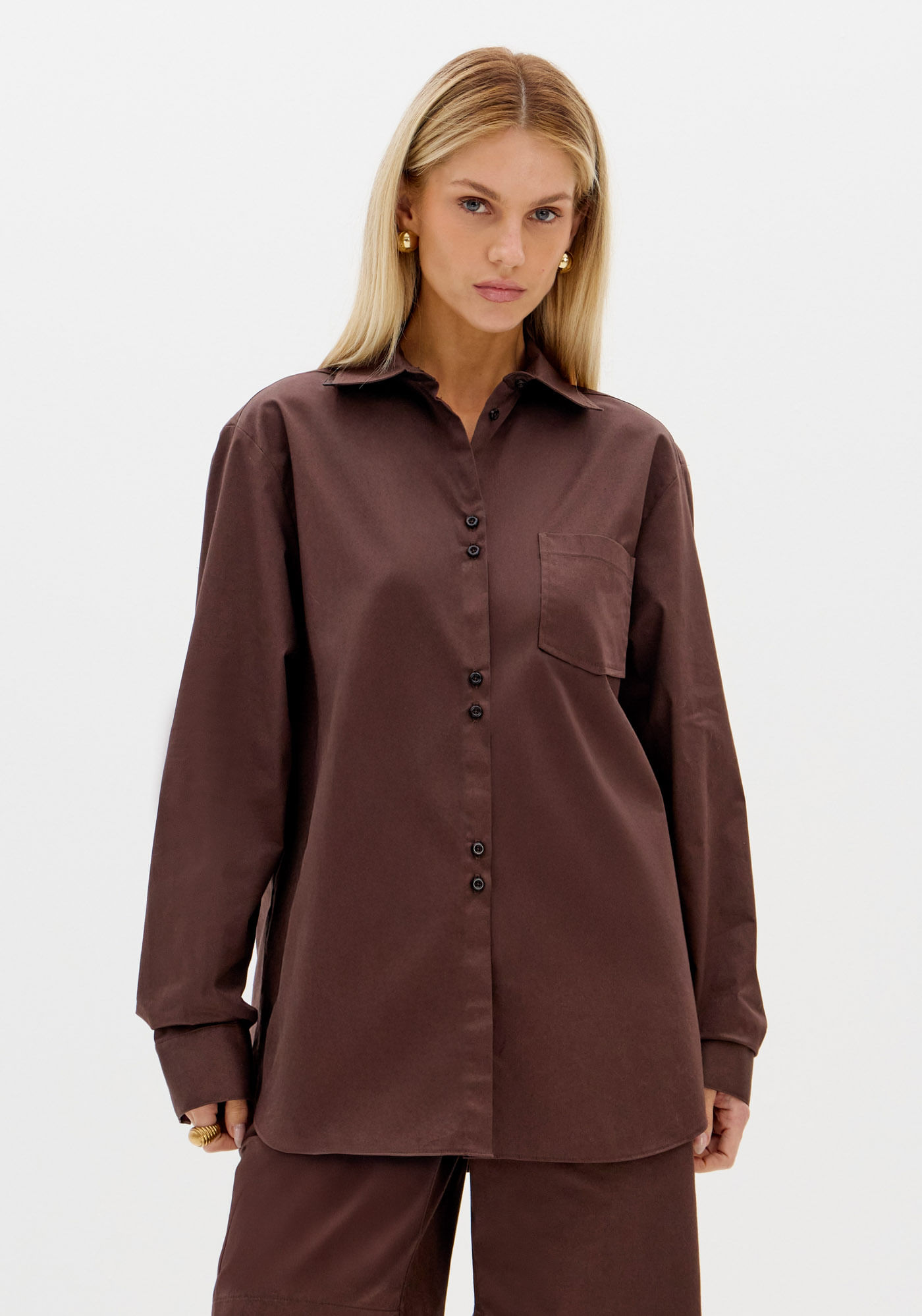 Camisa Manga Longa Over Em Algodão Egípicio