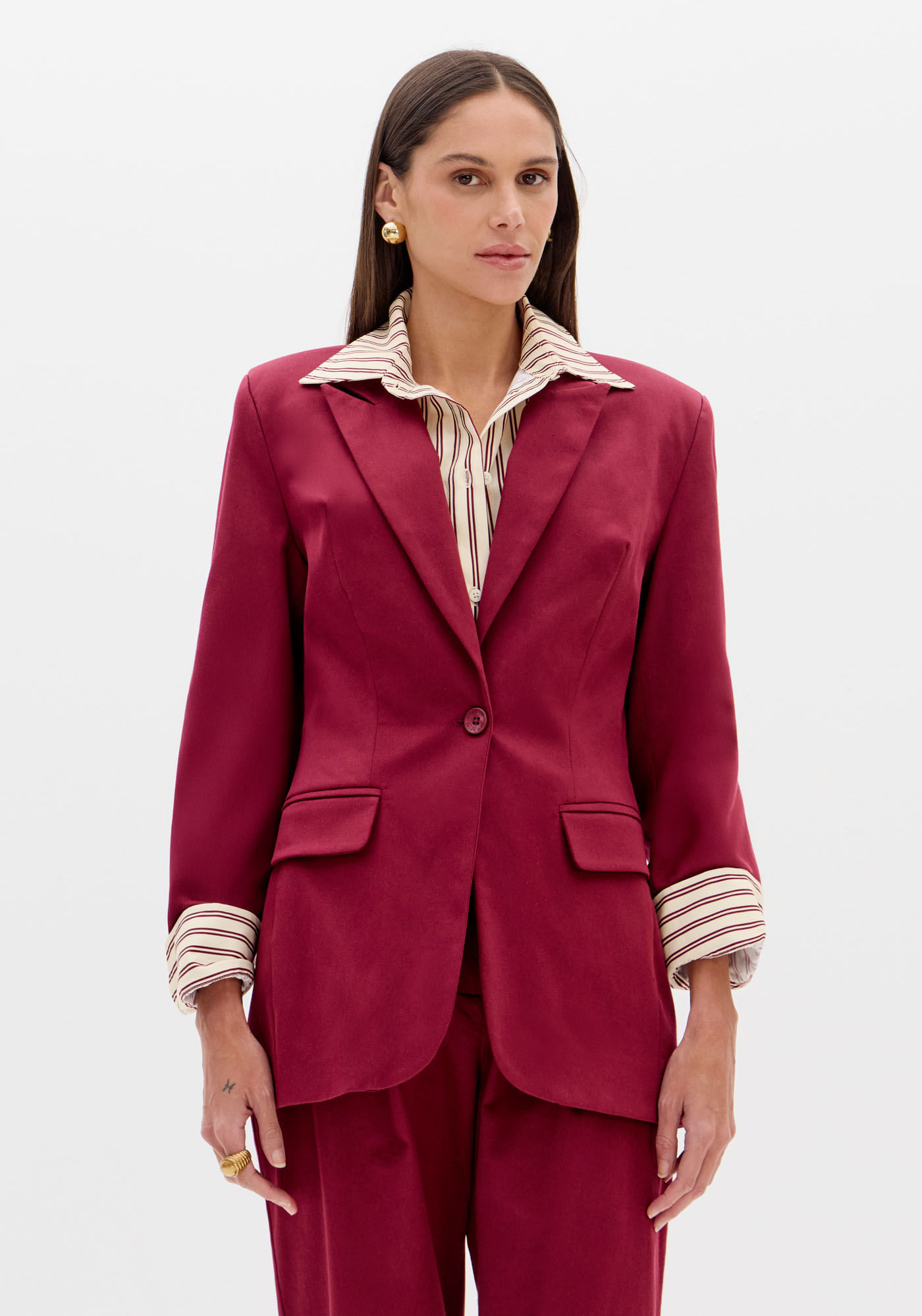 Blazer Slim Alongado Com Lapelas