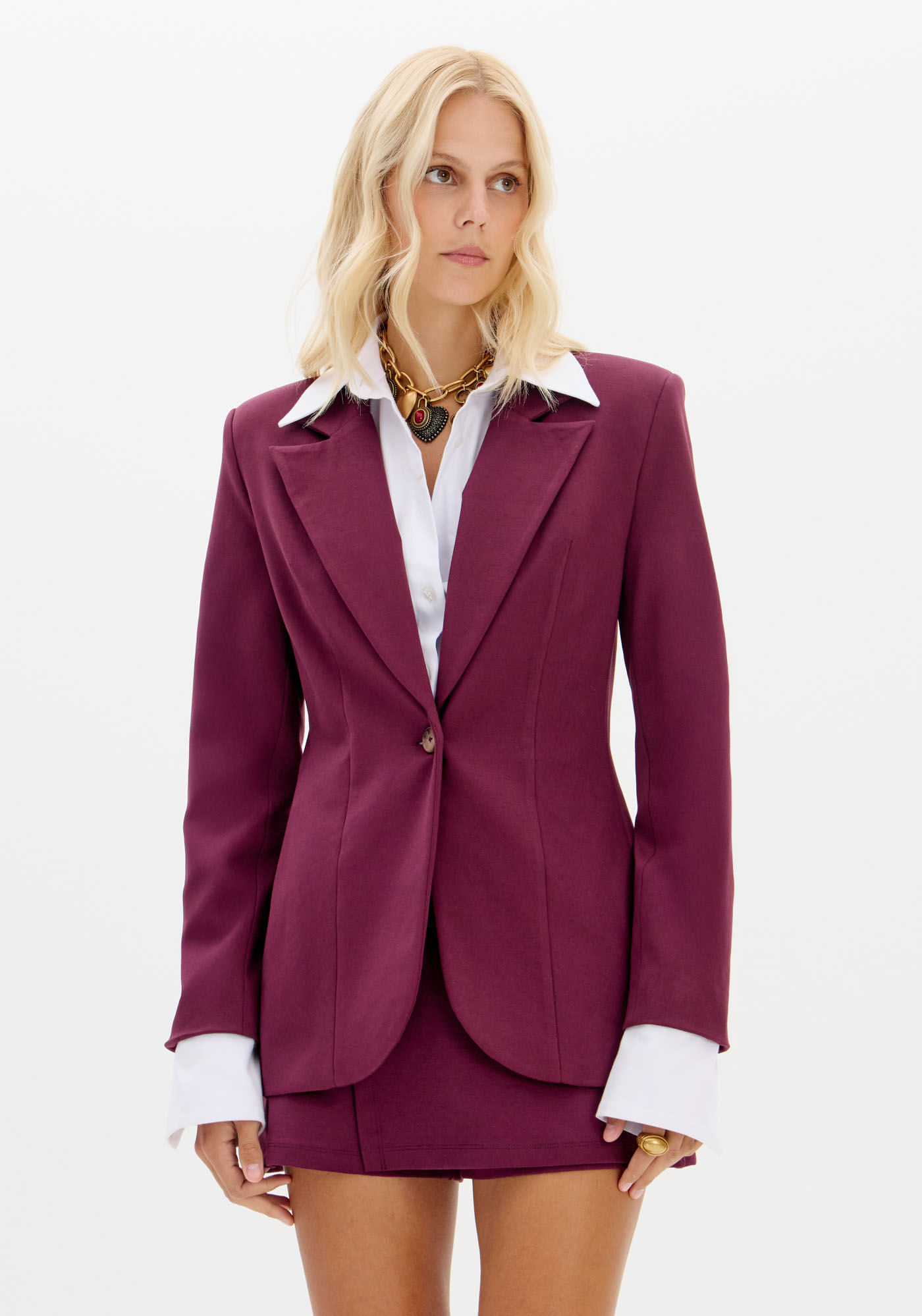 Blazer Slim Alongado Com Botão