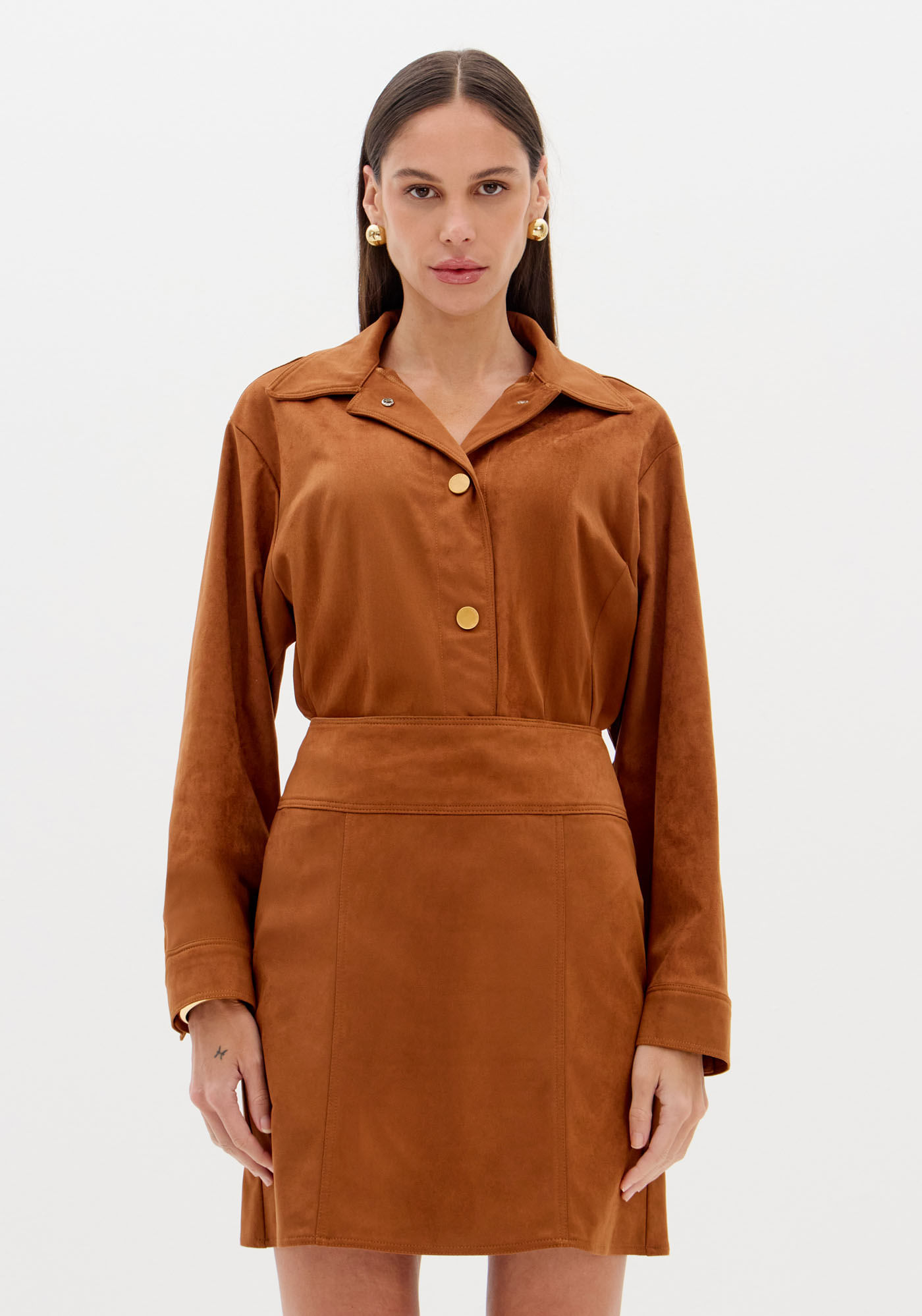Camisa De Manga Longa Malha Suede