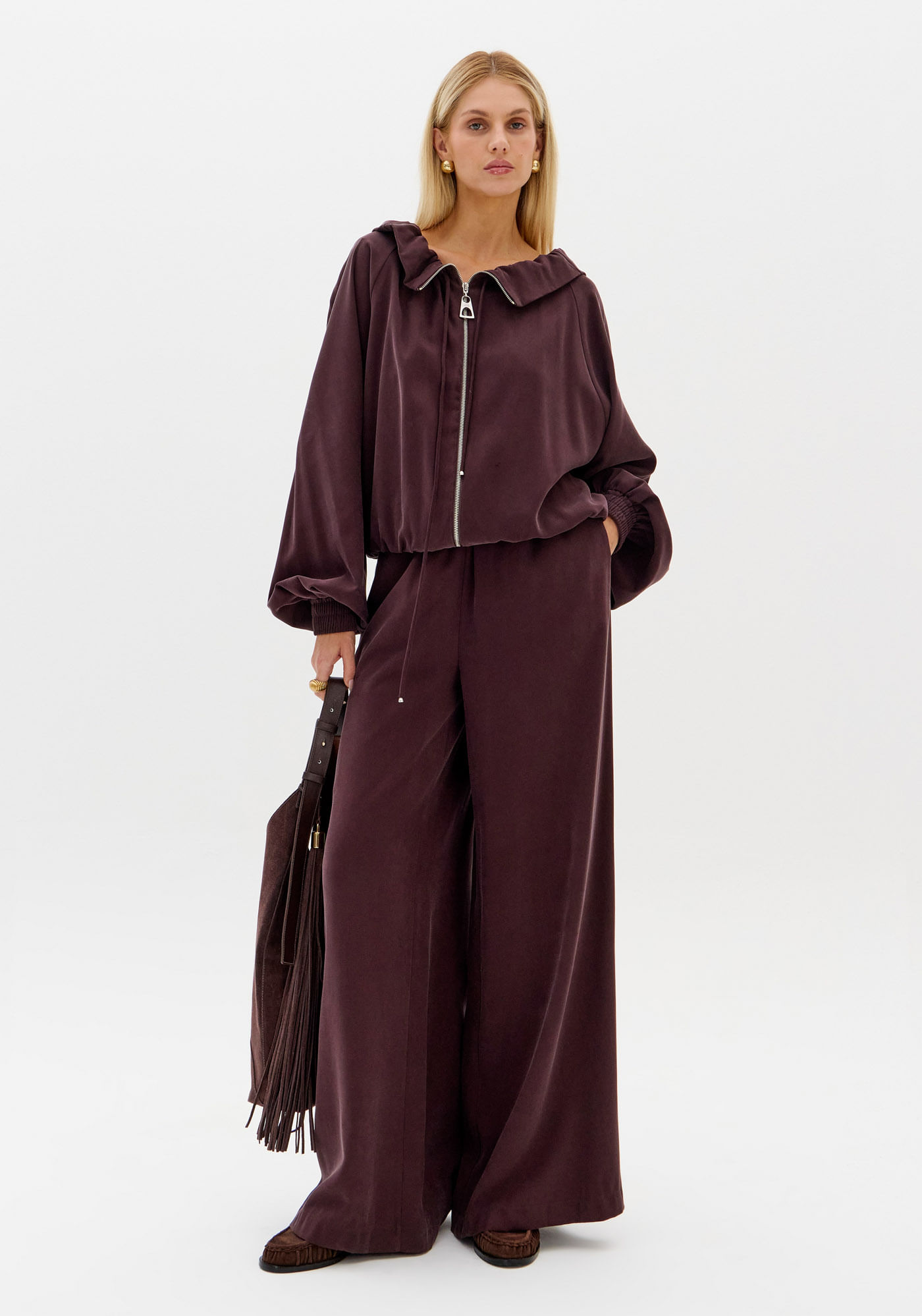 Calça Pantalona Com Cintura Alta