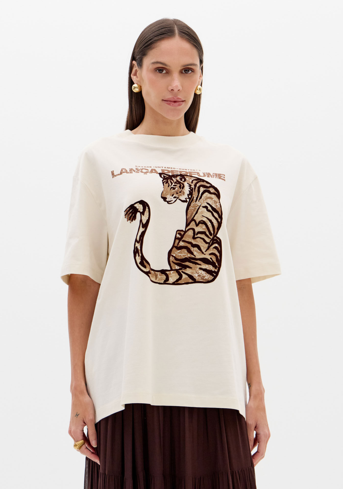 T-shirt Oversized Com Estampa Frontal
