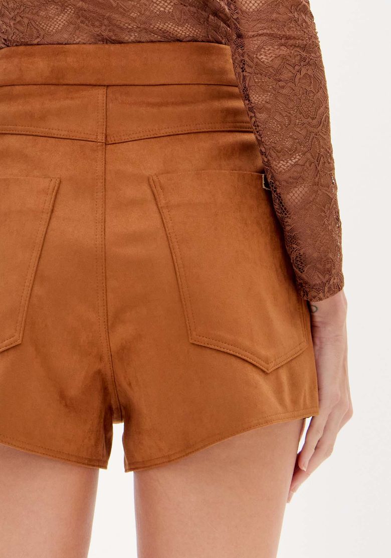 Short Cintura Alta Malha Suede - Lança Perfume