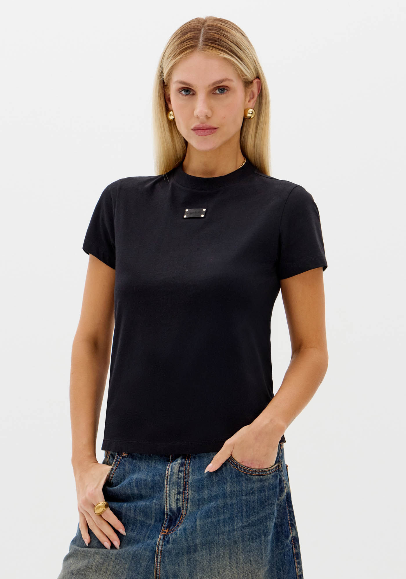 T-shirt Baby Look Com Placa
