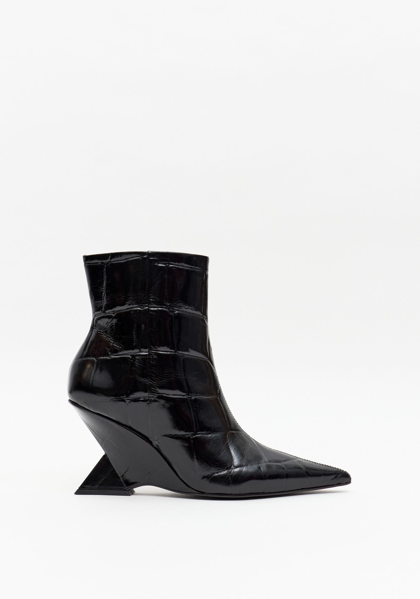 Bota Cano Baixo Couro Croco