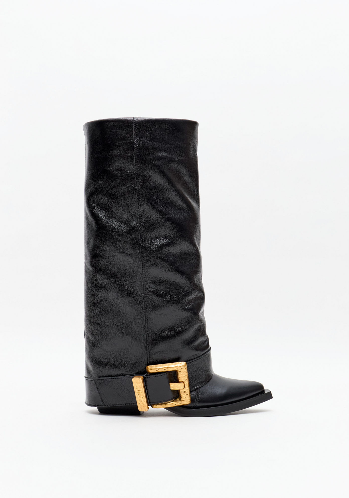 Bota Couro Fold Over Com Fivela