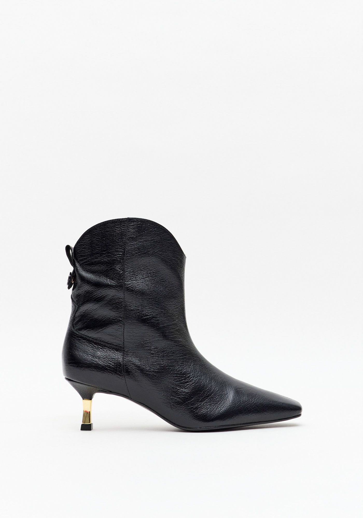 Bota Western Couro Com Cano Médio