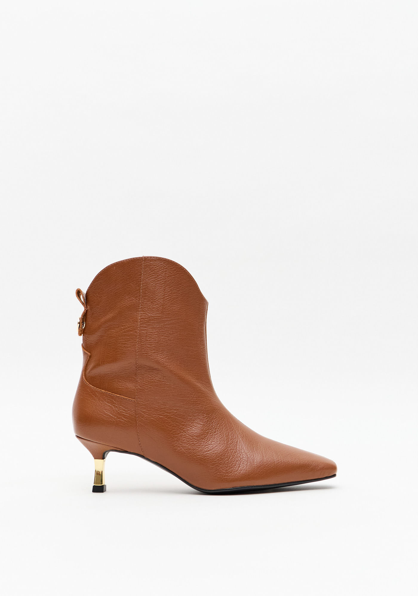 Bota Western Couro Com Cano Médio