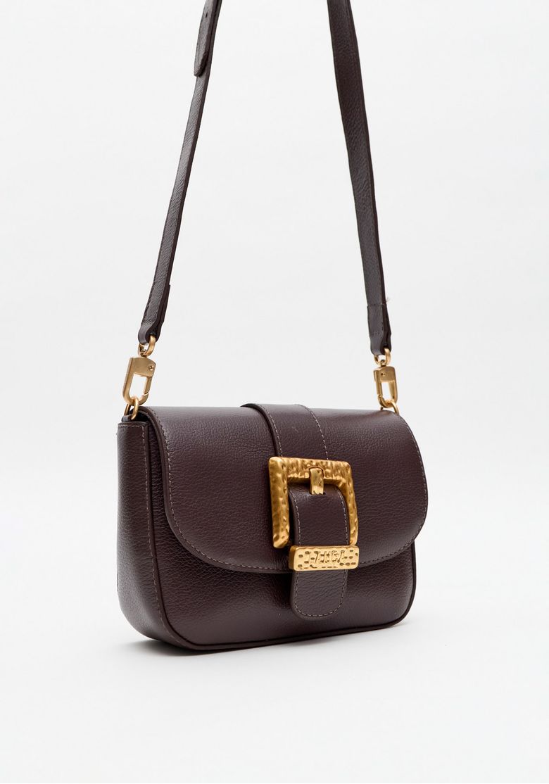 Bolsa Crossbody Couro Com Maxi Fivela - Lança Perfume