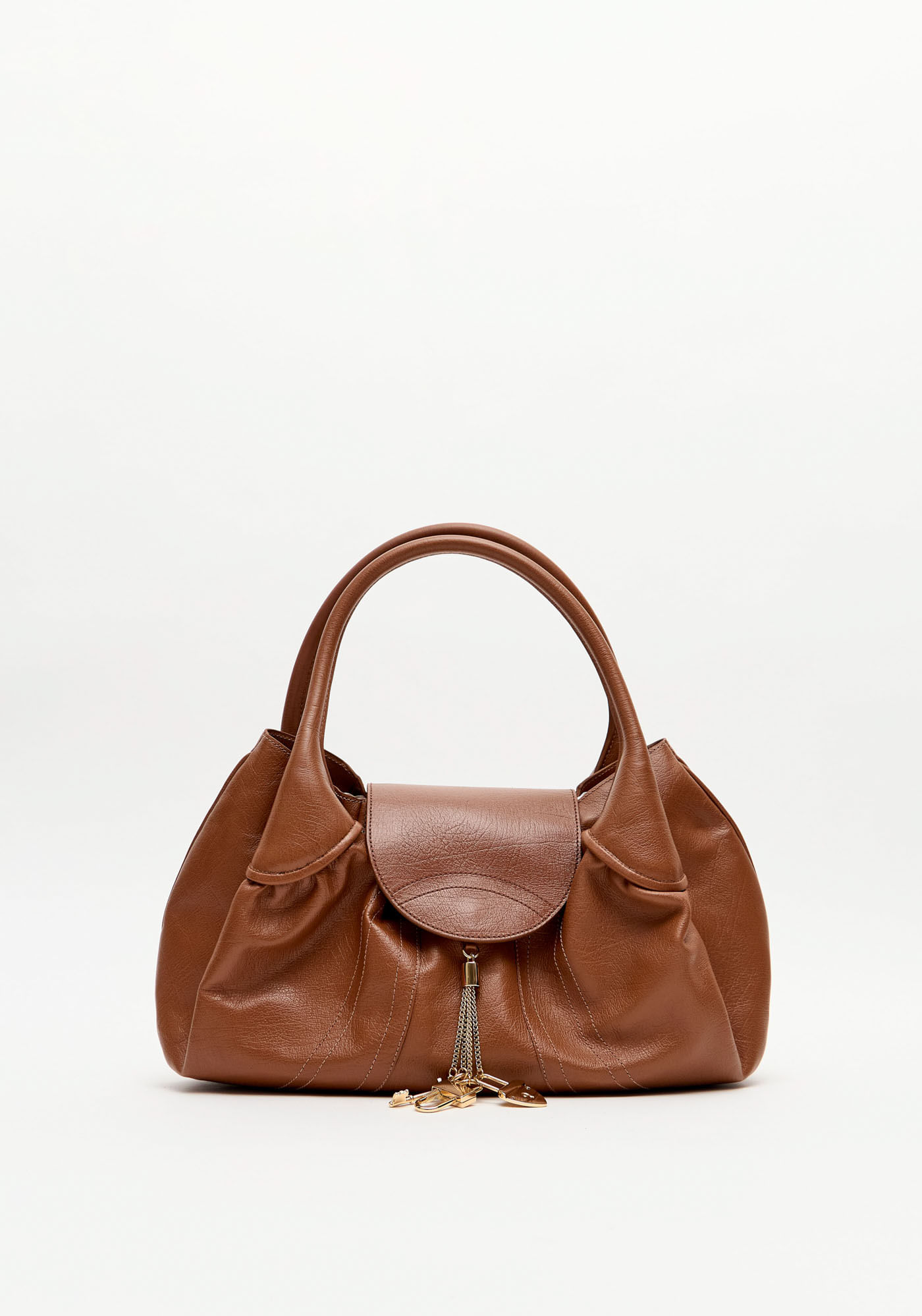 Bolsa Shopping Couro Com Pingentes