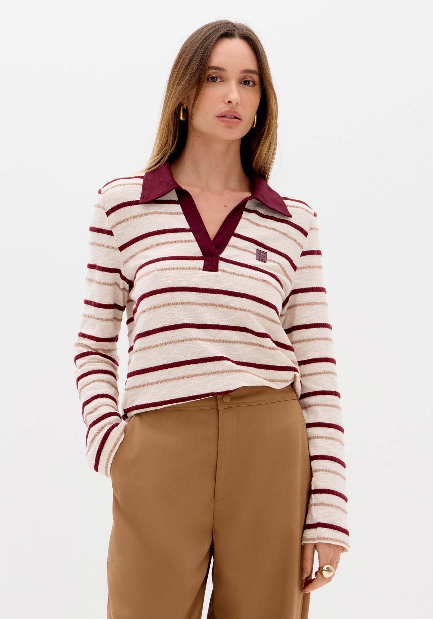 Blusa Gola Polo Com Manga Longa