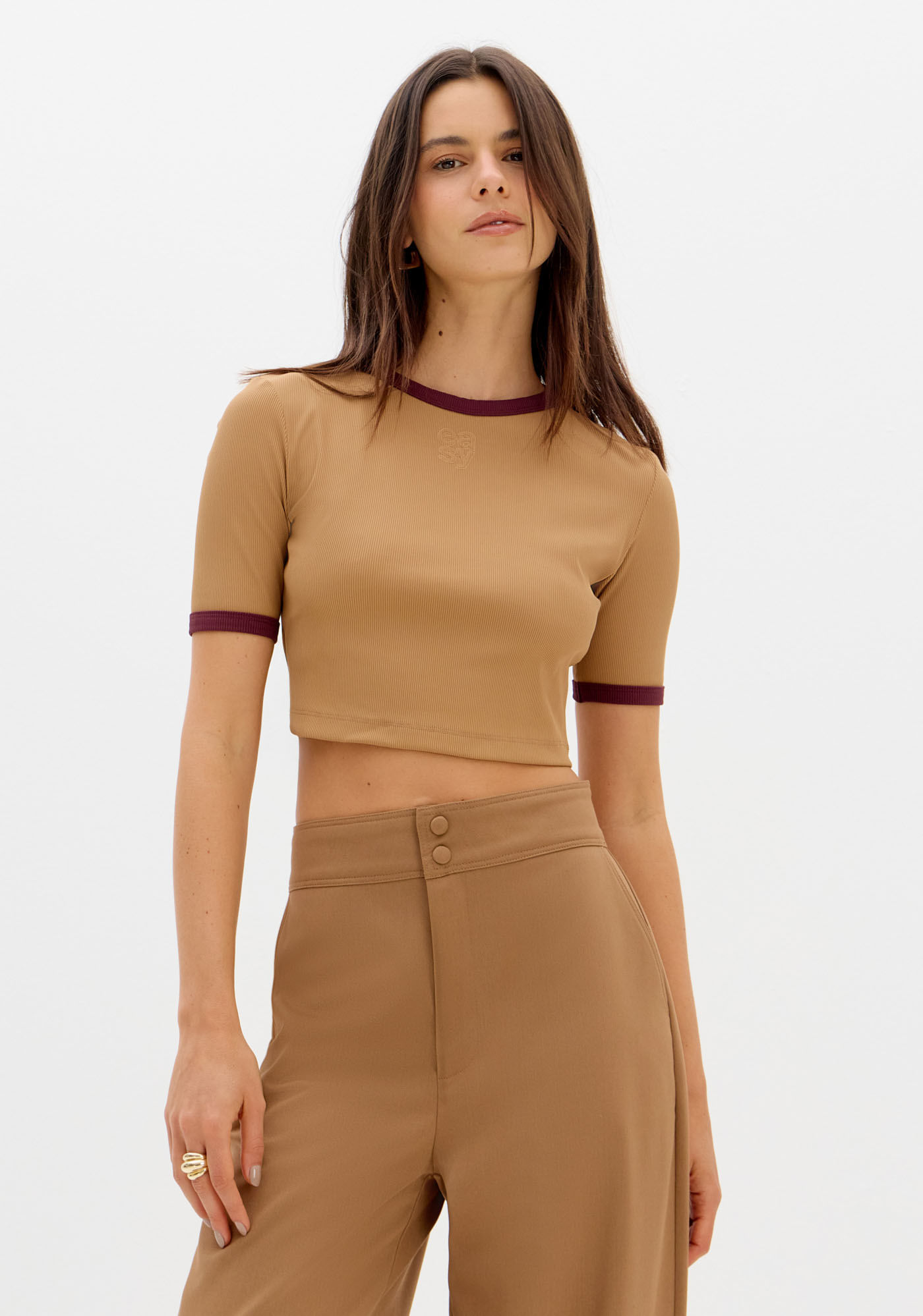 Blusa Cropped Manga Curta