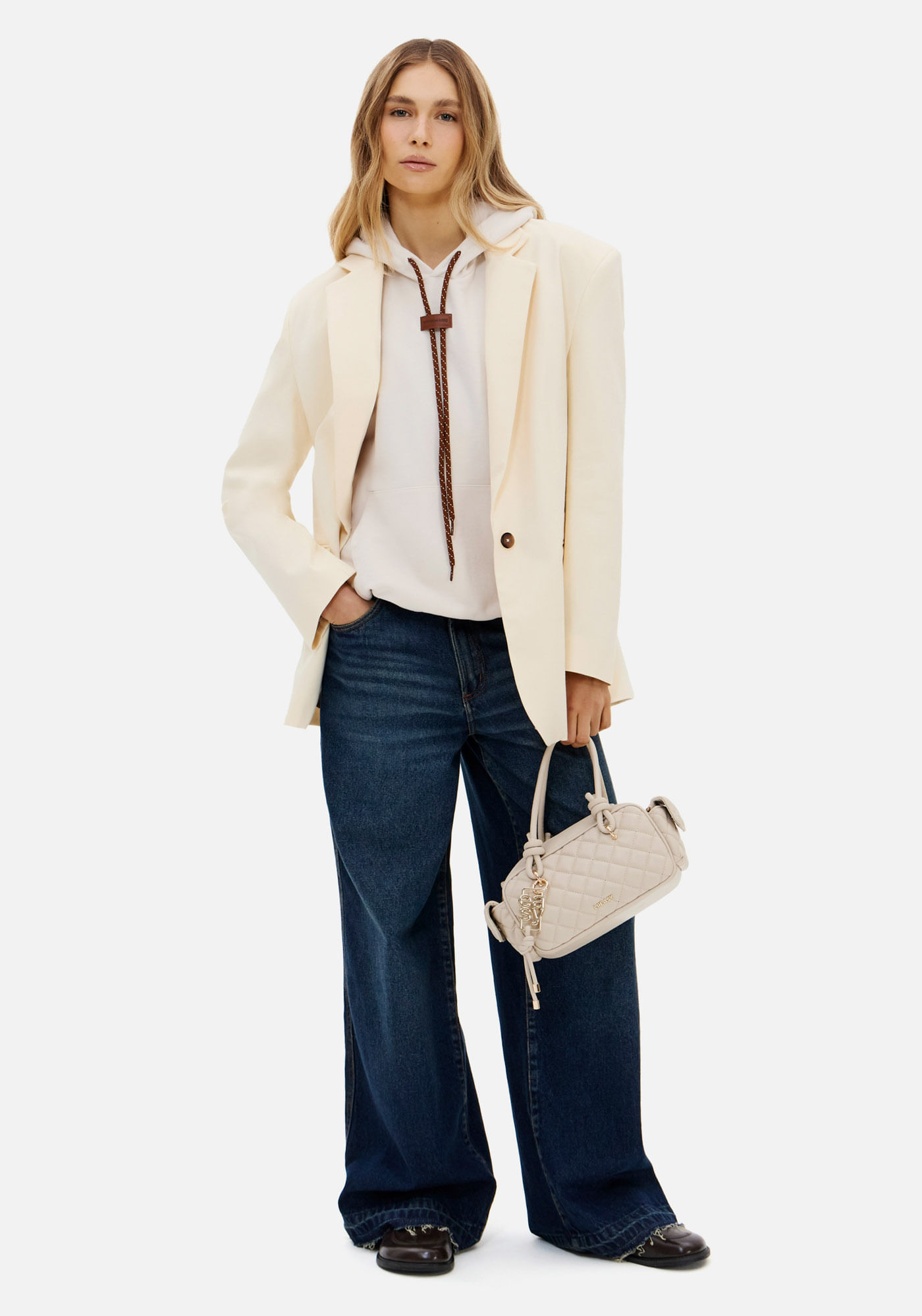 Blazer Alongado Com Manga Longa