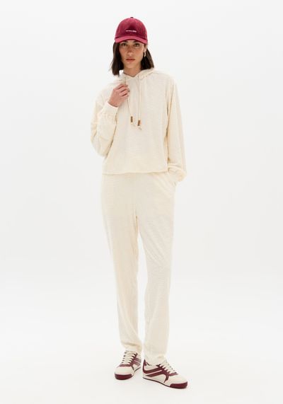 Calça Carrot Jacquard Com Cintura Alta