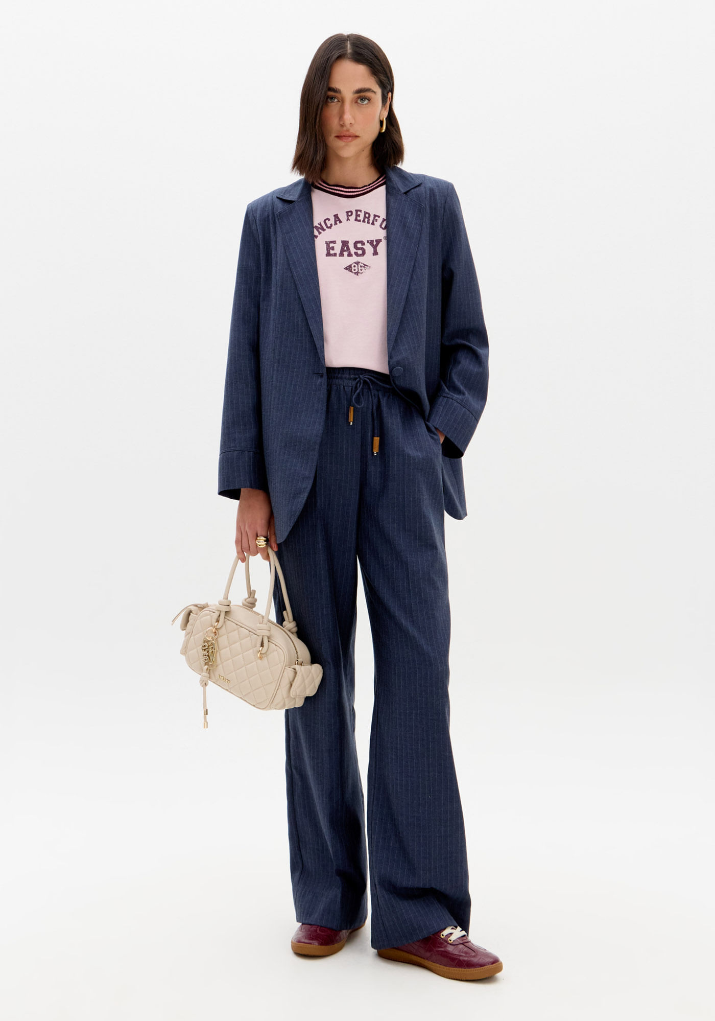 Calça Wide Leg Cós De Elástico
