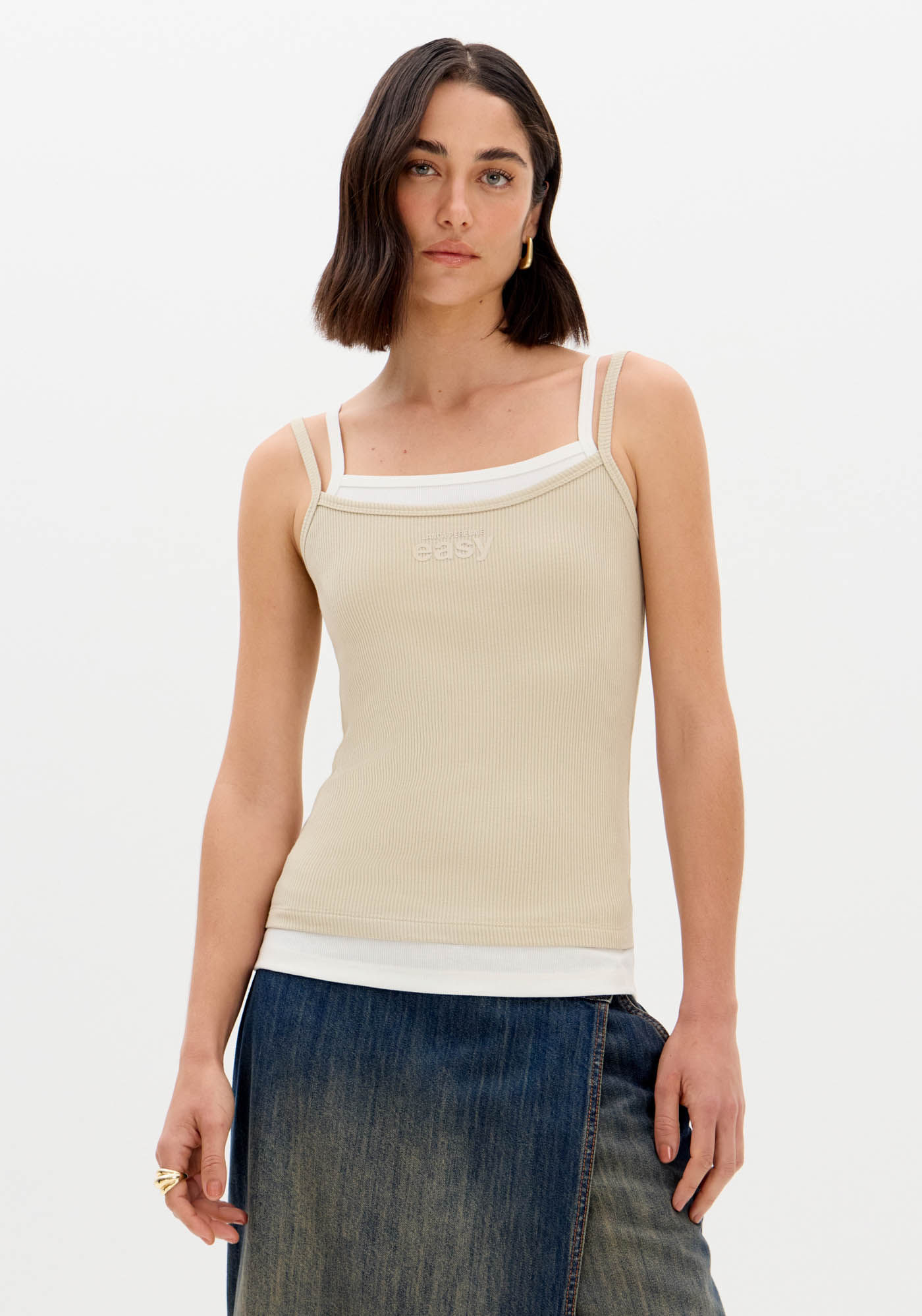 Blusa Regata De Alças Com Sobreposição