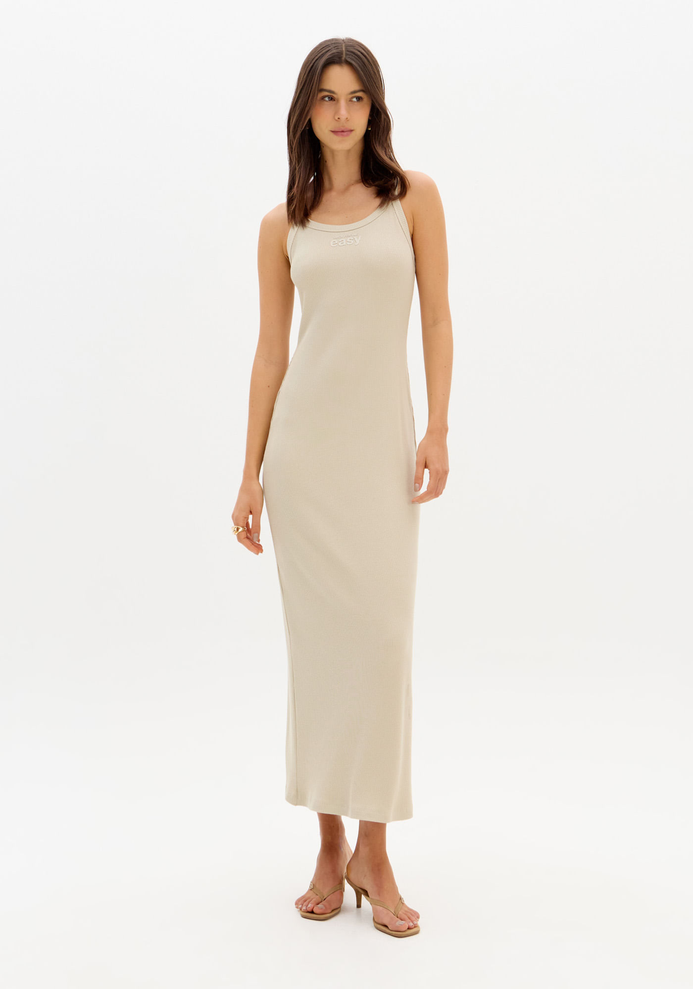 Vestido Super Midi Malha Canelada