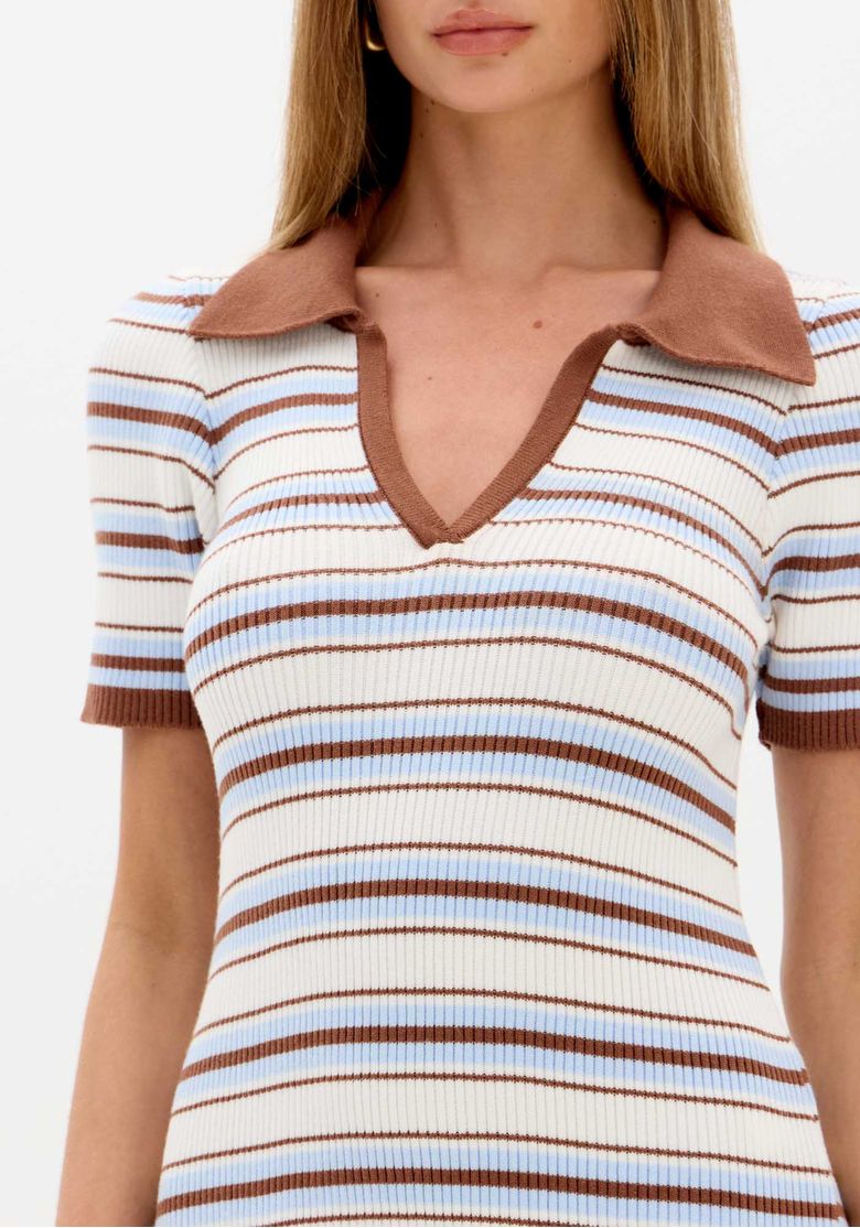 Vestido Super Midi Tricô Com Gola Polo - Lança Perfume