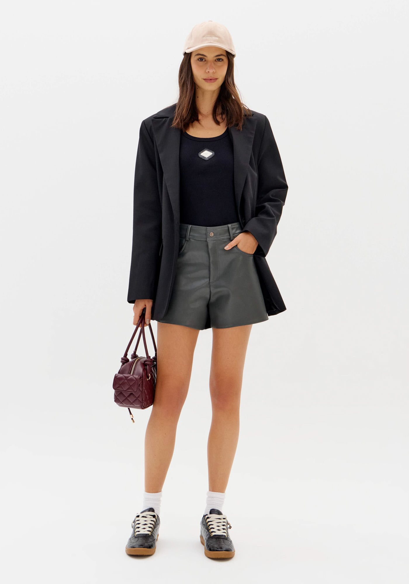 Short Descolado Pu Cintura Alta