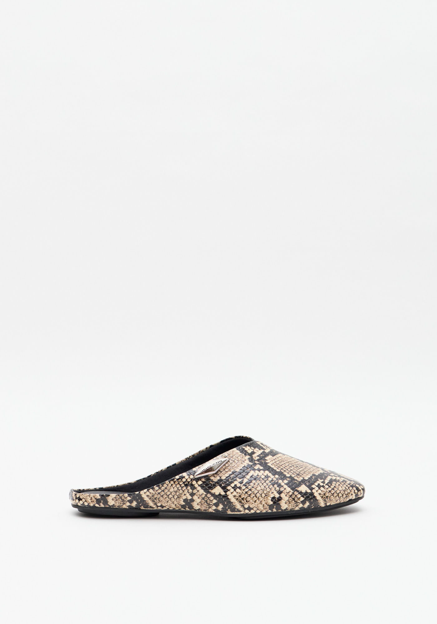 Sapatilha Mule Couro Com Metal