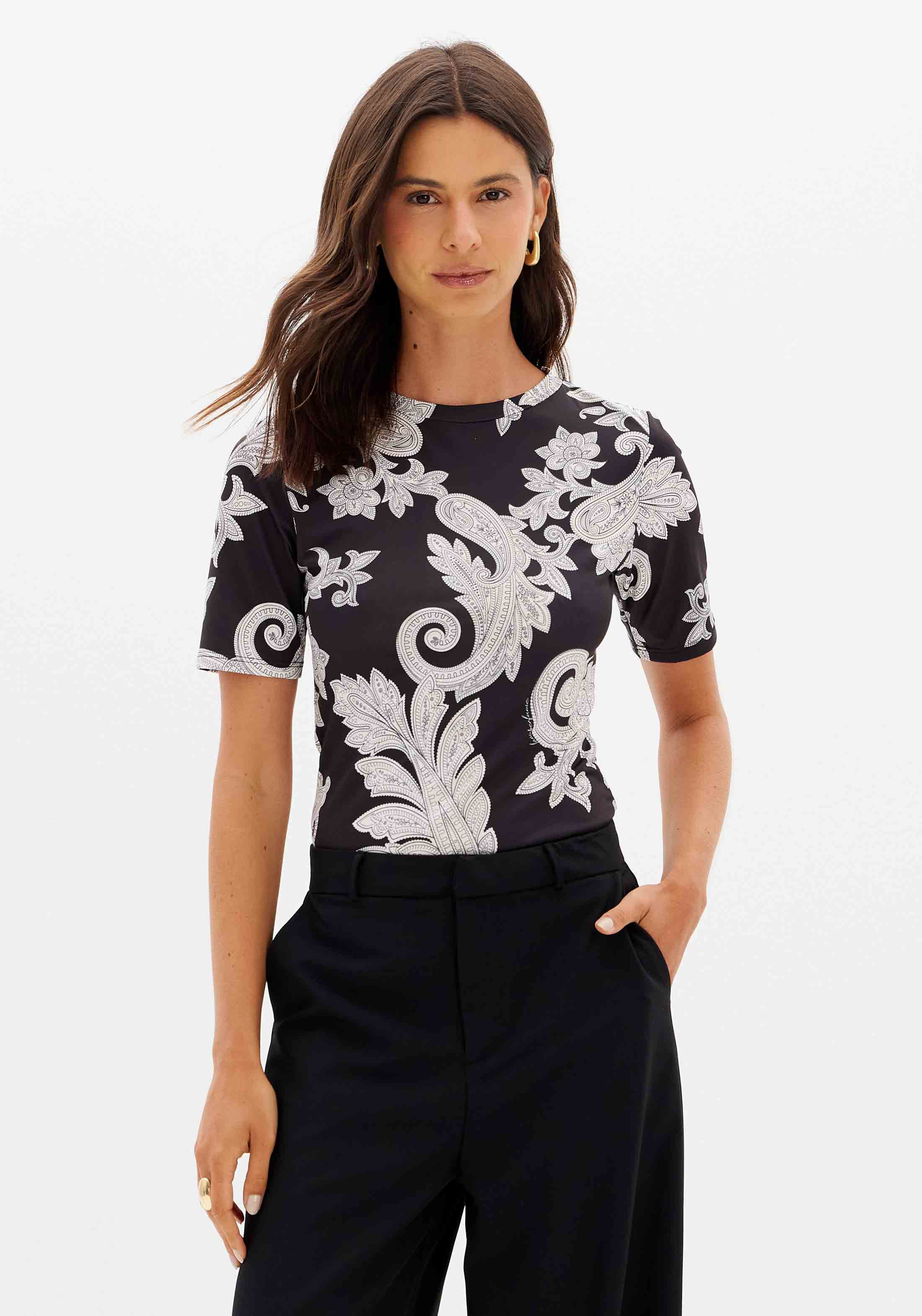 Blusa Manga Curta Estampada