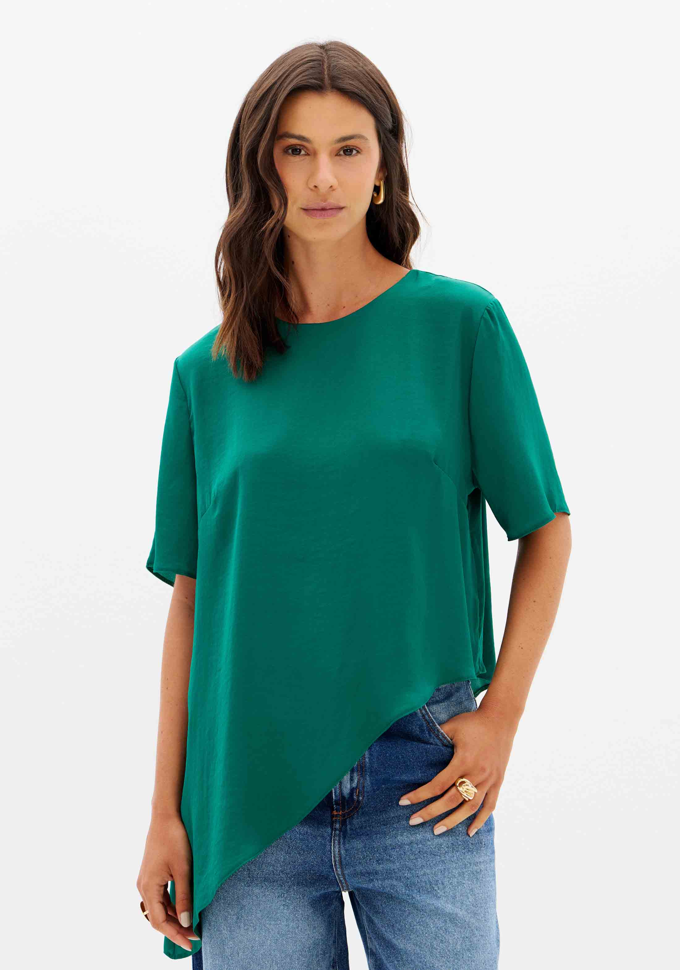 Blusa Alongada Manga Curta