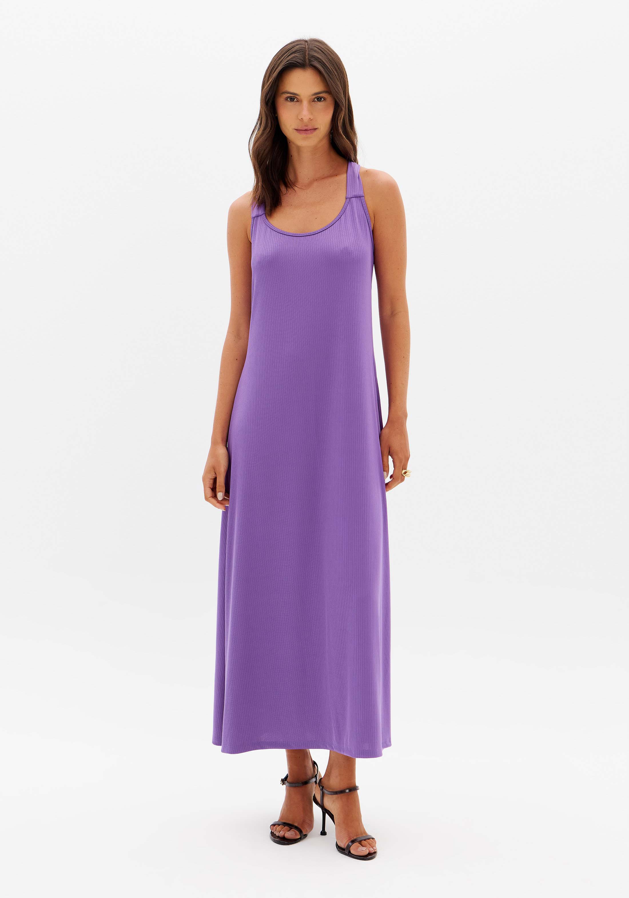 Vestido Canelado Super Midi