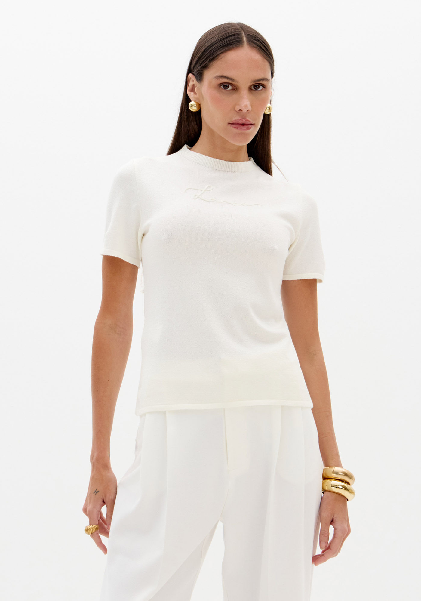 Blusa Tricô Com Manga Curta