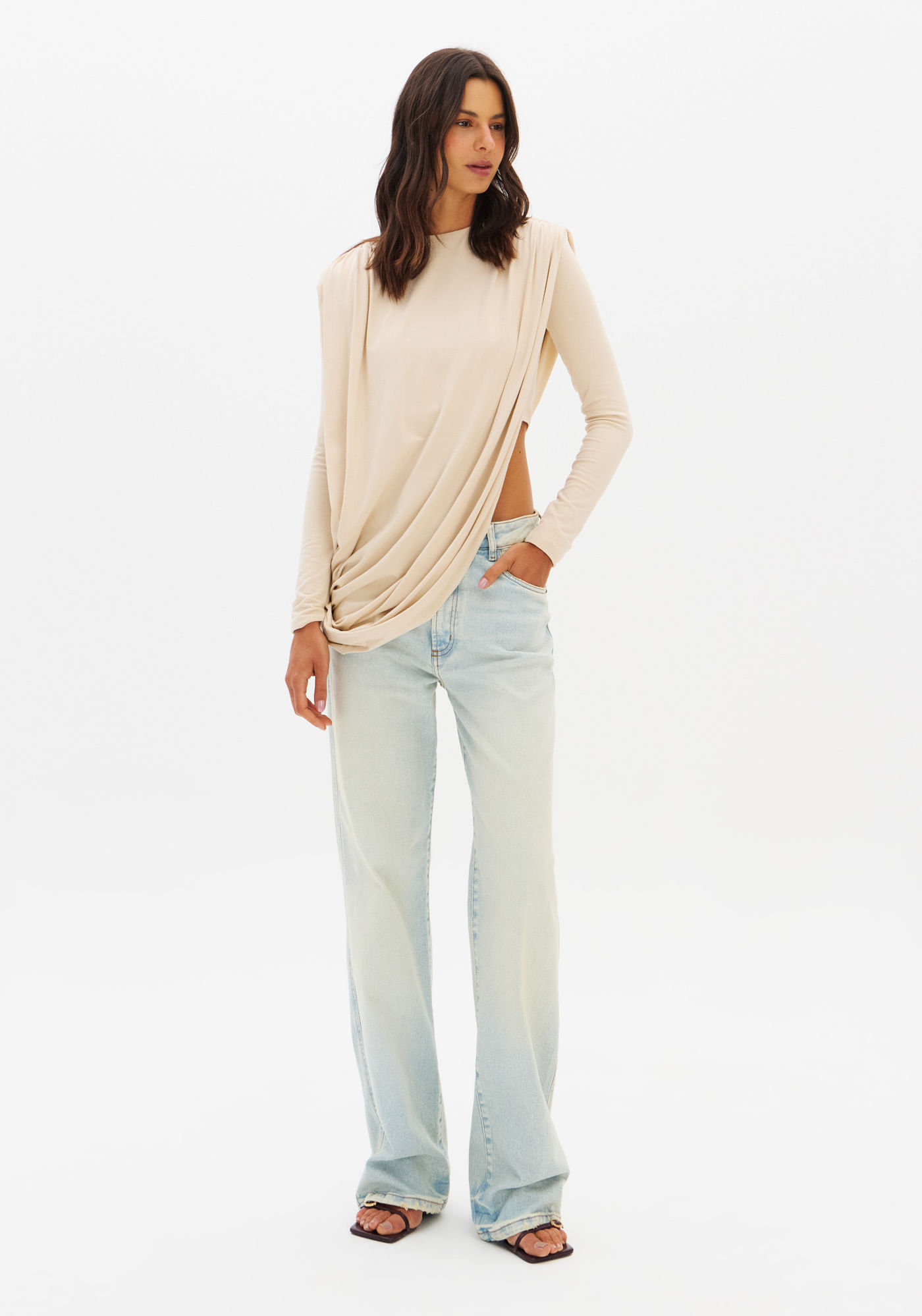 Calça Jeans Reta Cintura Media