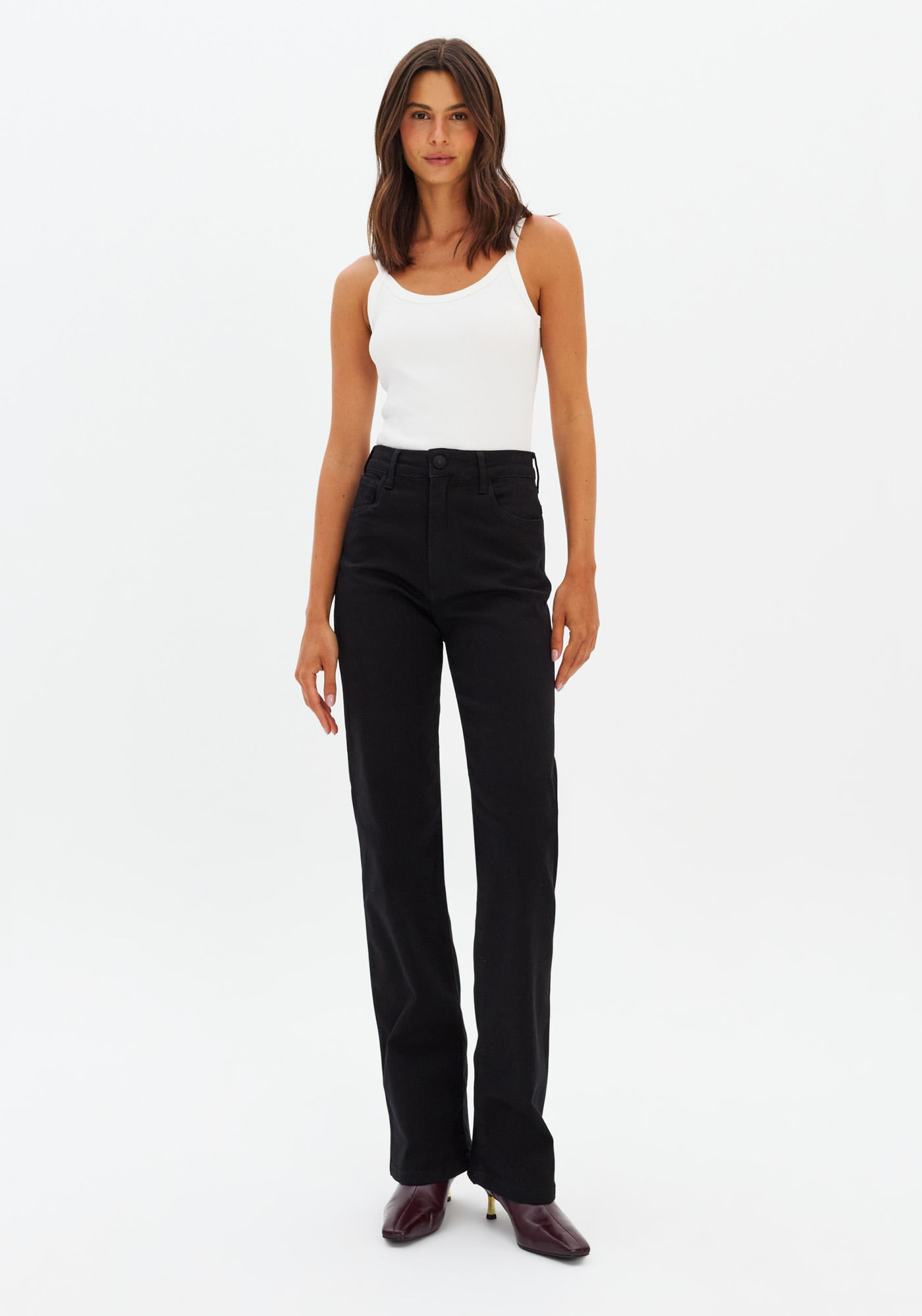Calça Jeans Reta Cintura Média