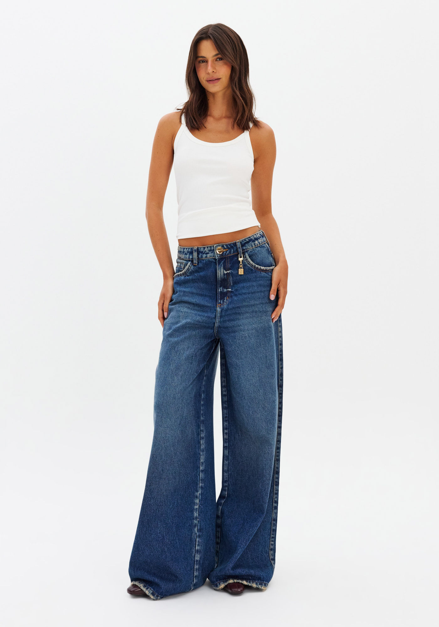 Calça Jeans Relaxed Cintura Média