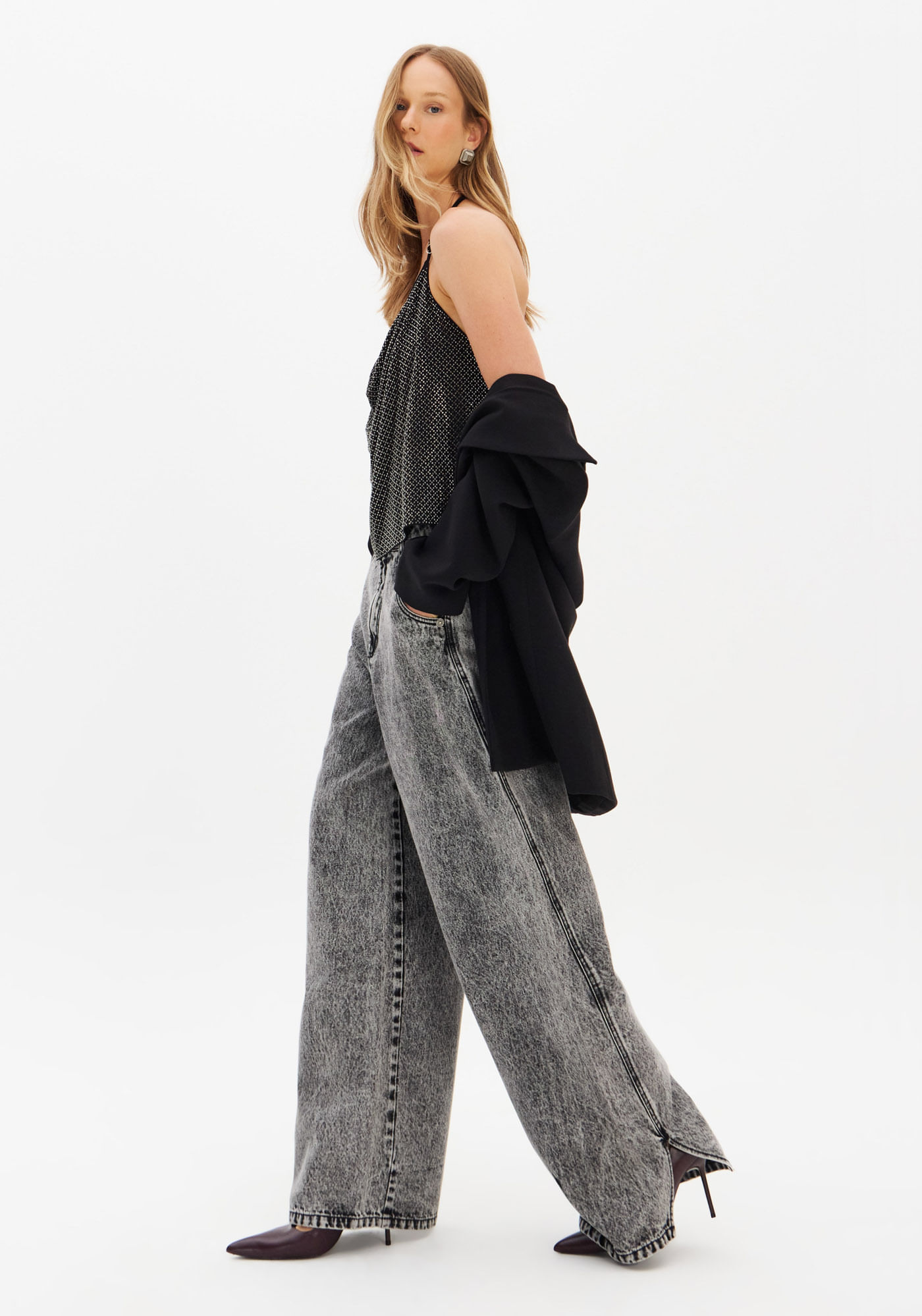 Calça Jeans Super Baggy Cintura Média