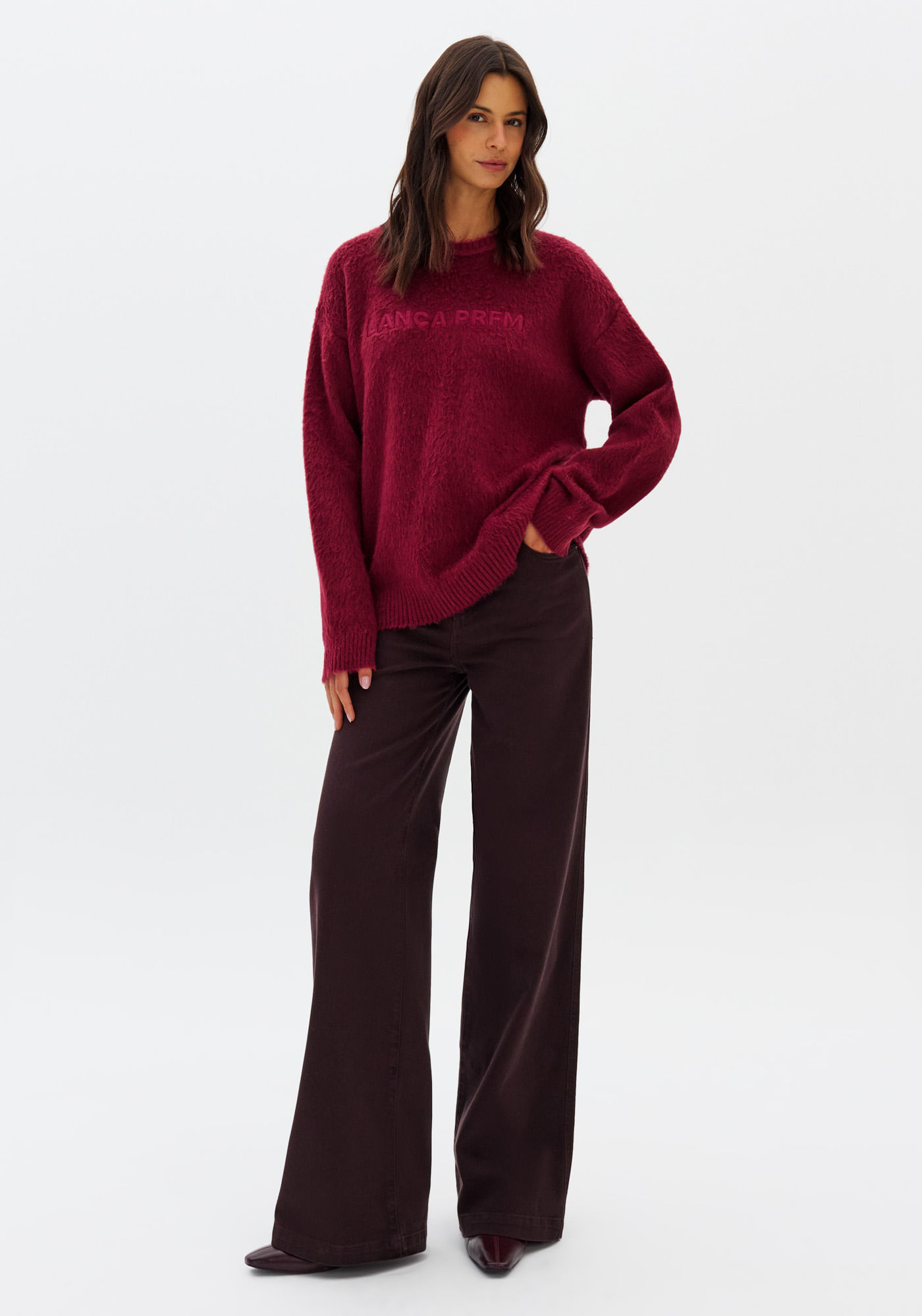 Calça Sarja Wide Leg Cintura Média