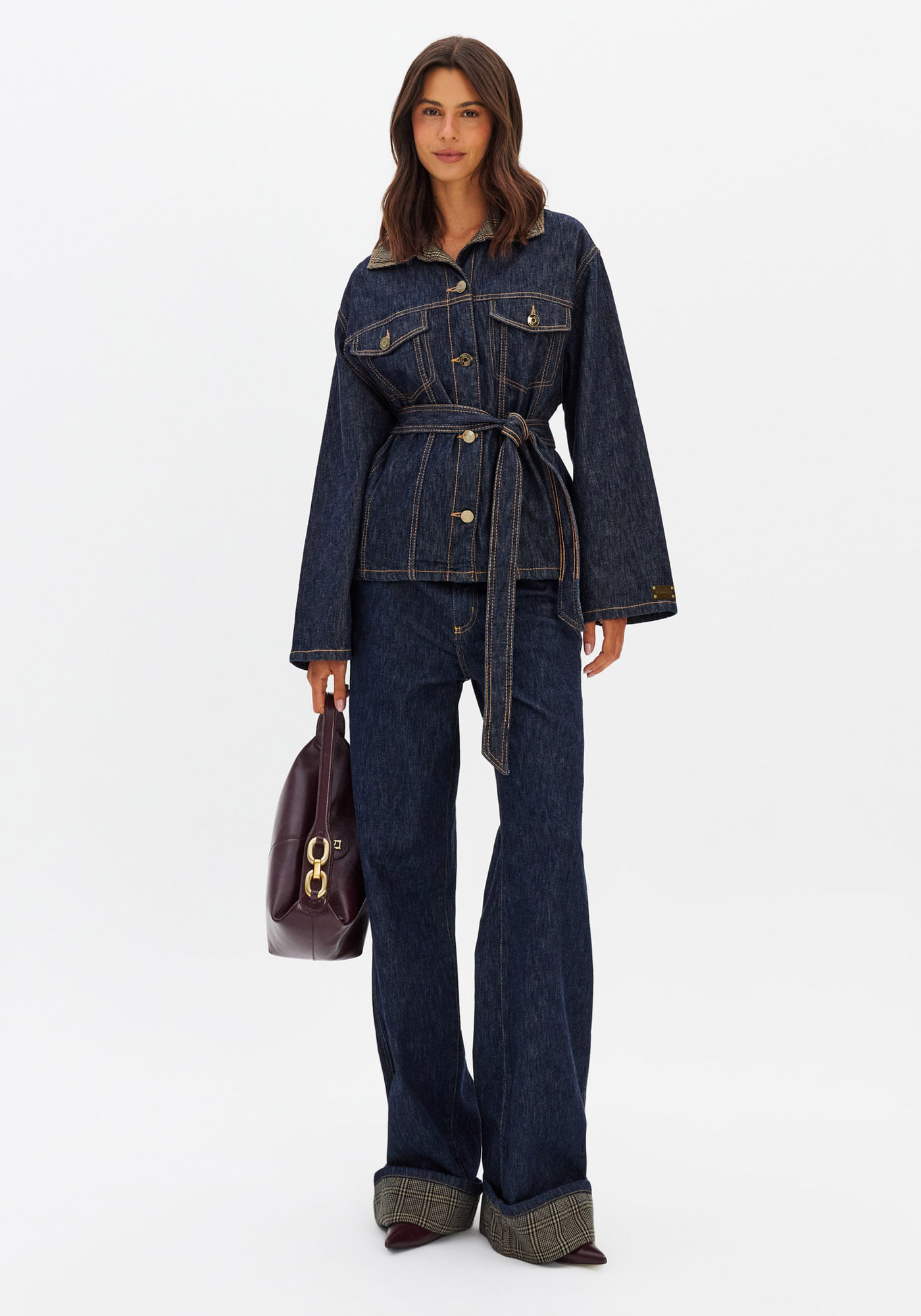 Calça Jeans Full Length Cintura Média