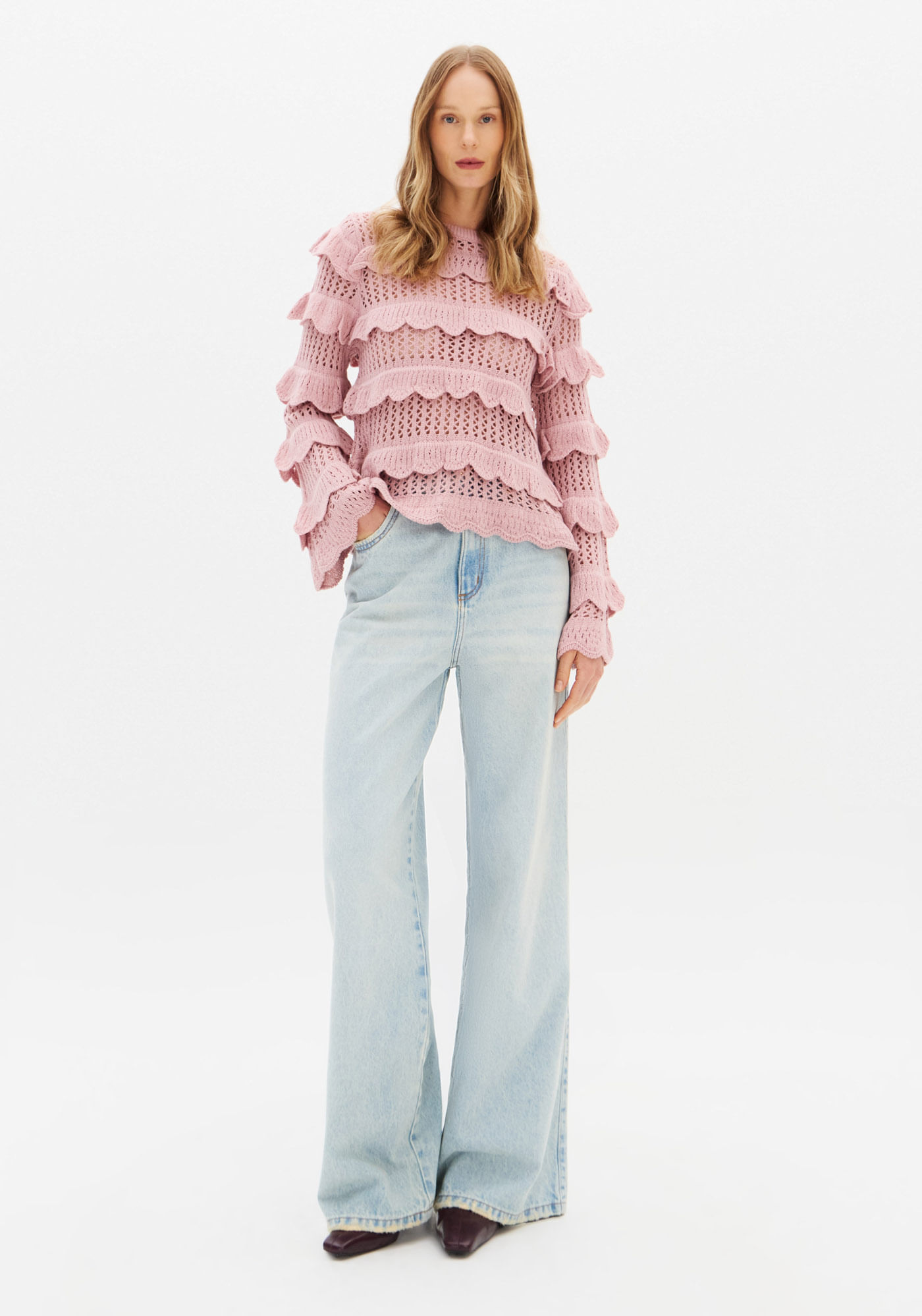 Calça Jeans Wide Leg Cintura Alta