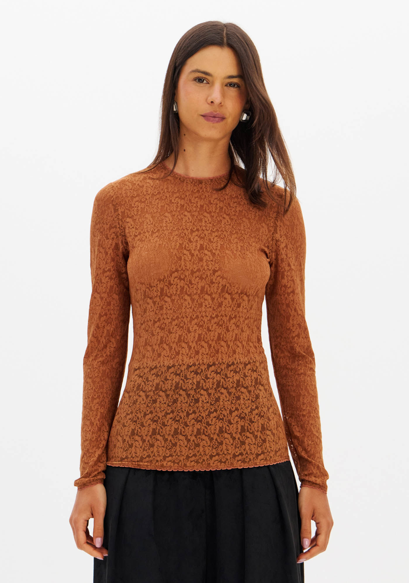 Blusa Manga Longa De Renda