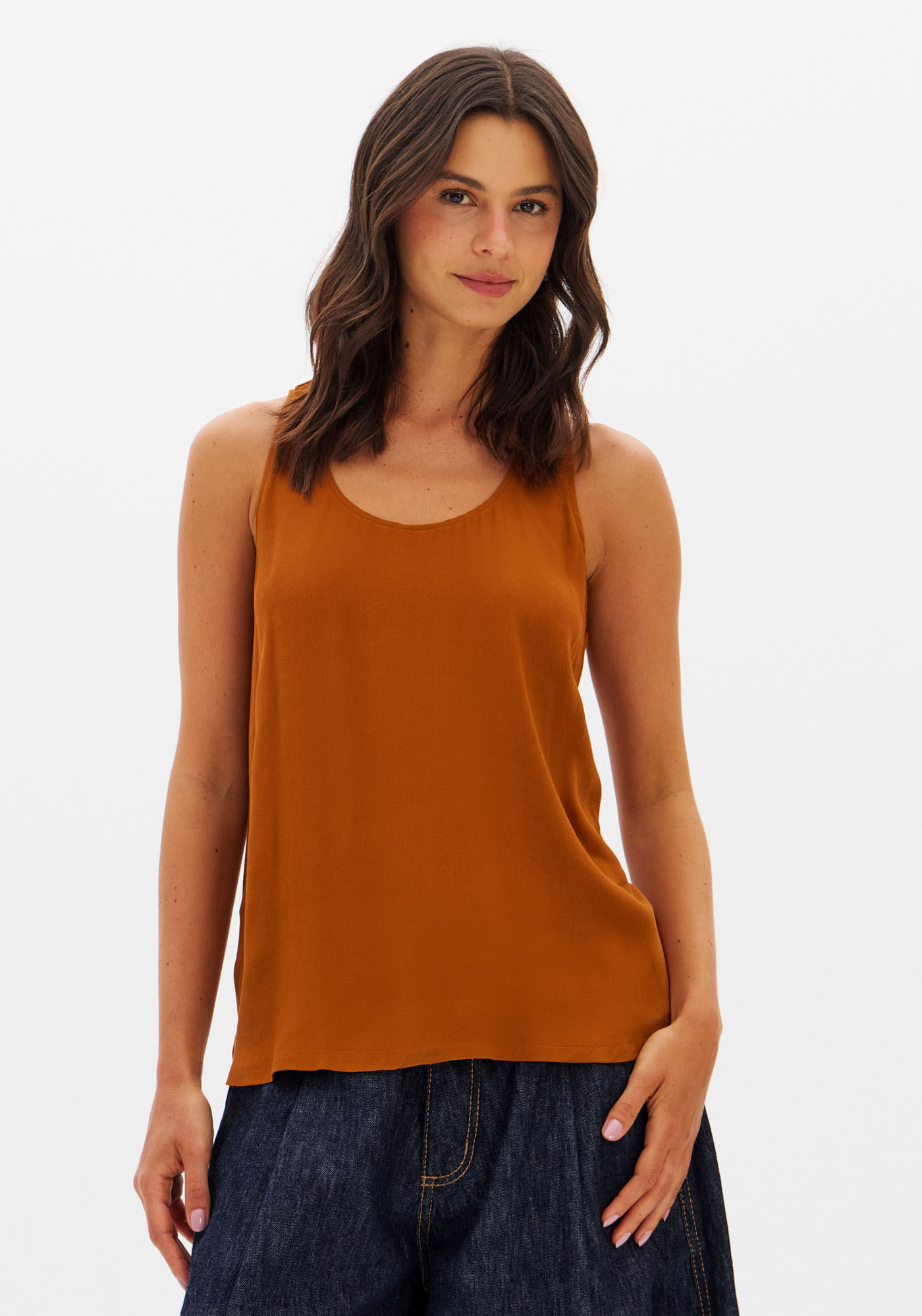 Blusa Sem Manga Crepe De Viscose