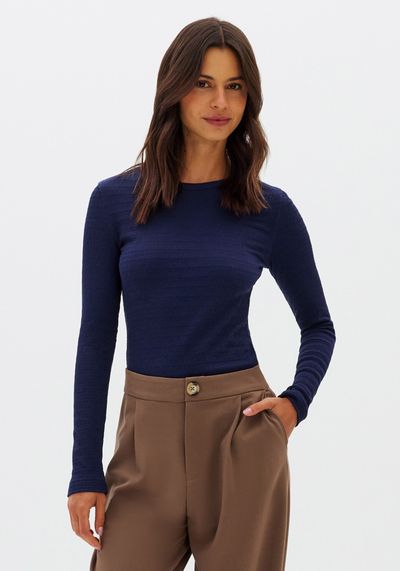 Blusa Canelada Manga Longa
