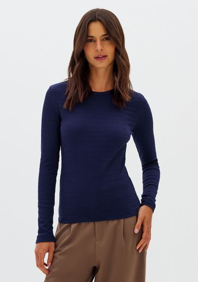 Blusa Canelada Manga Longa