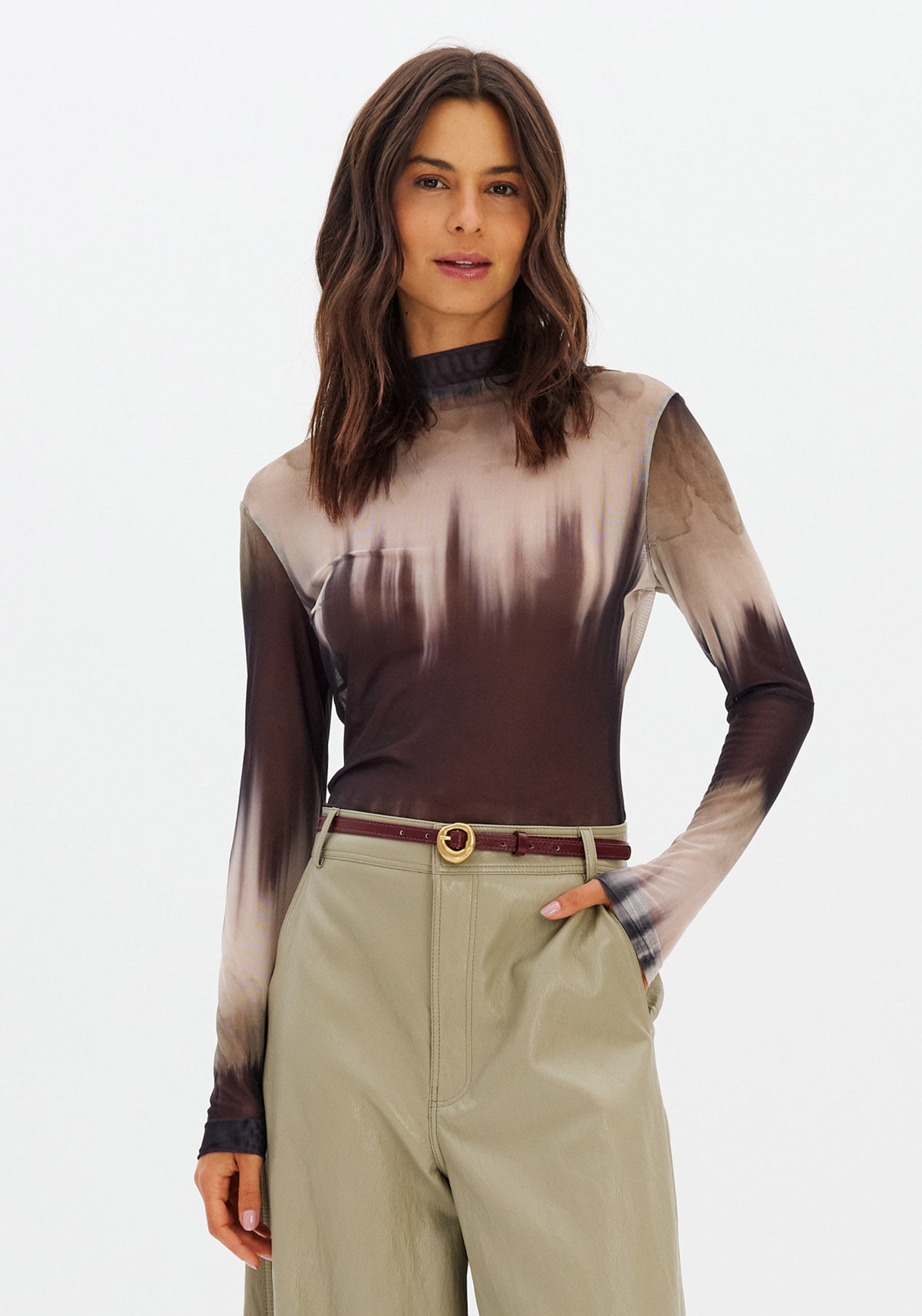 Blusa Manga Longa Gola Alta
