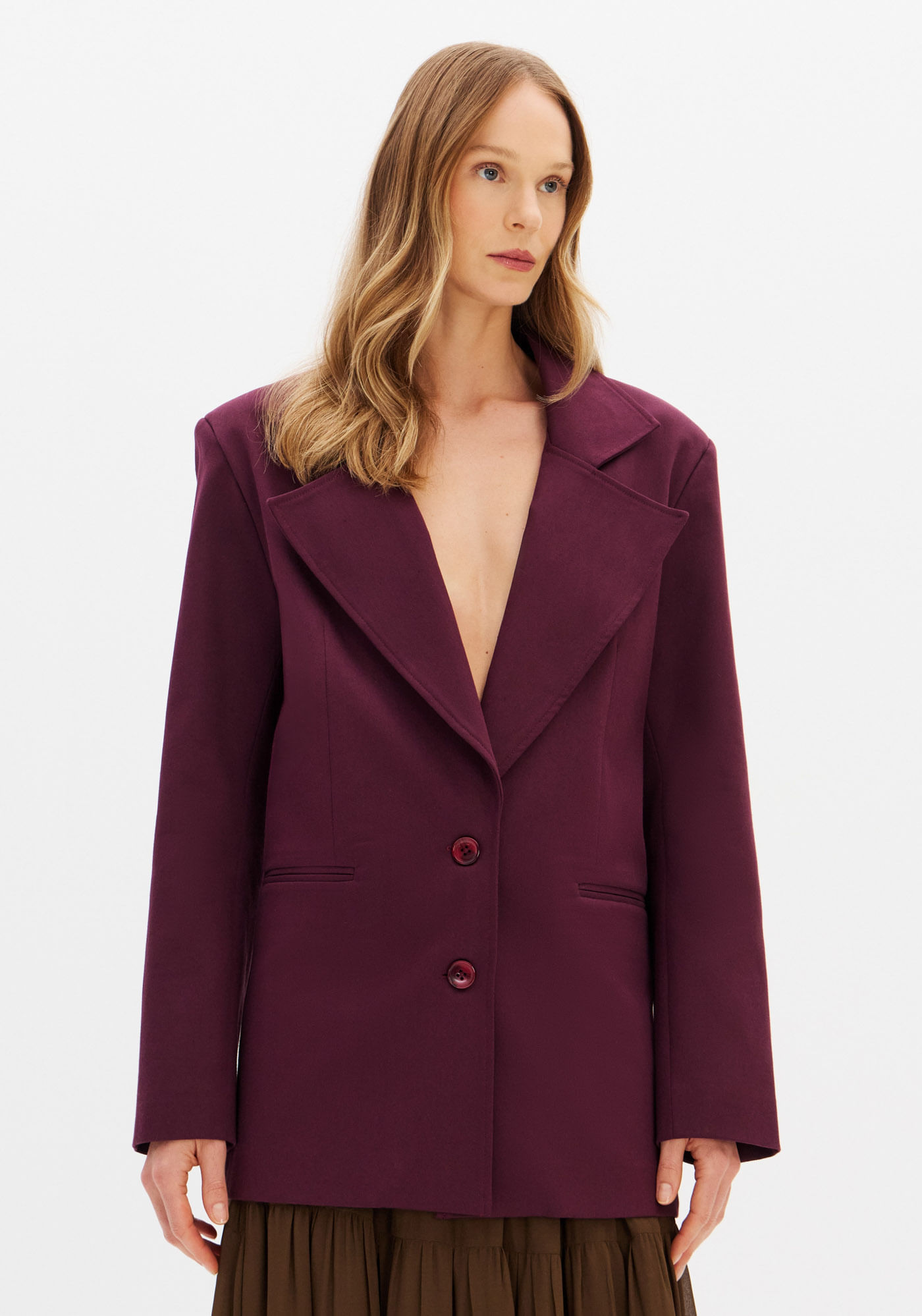 Blazer Regular Alongado Manga Longa