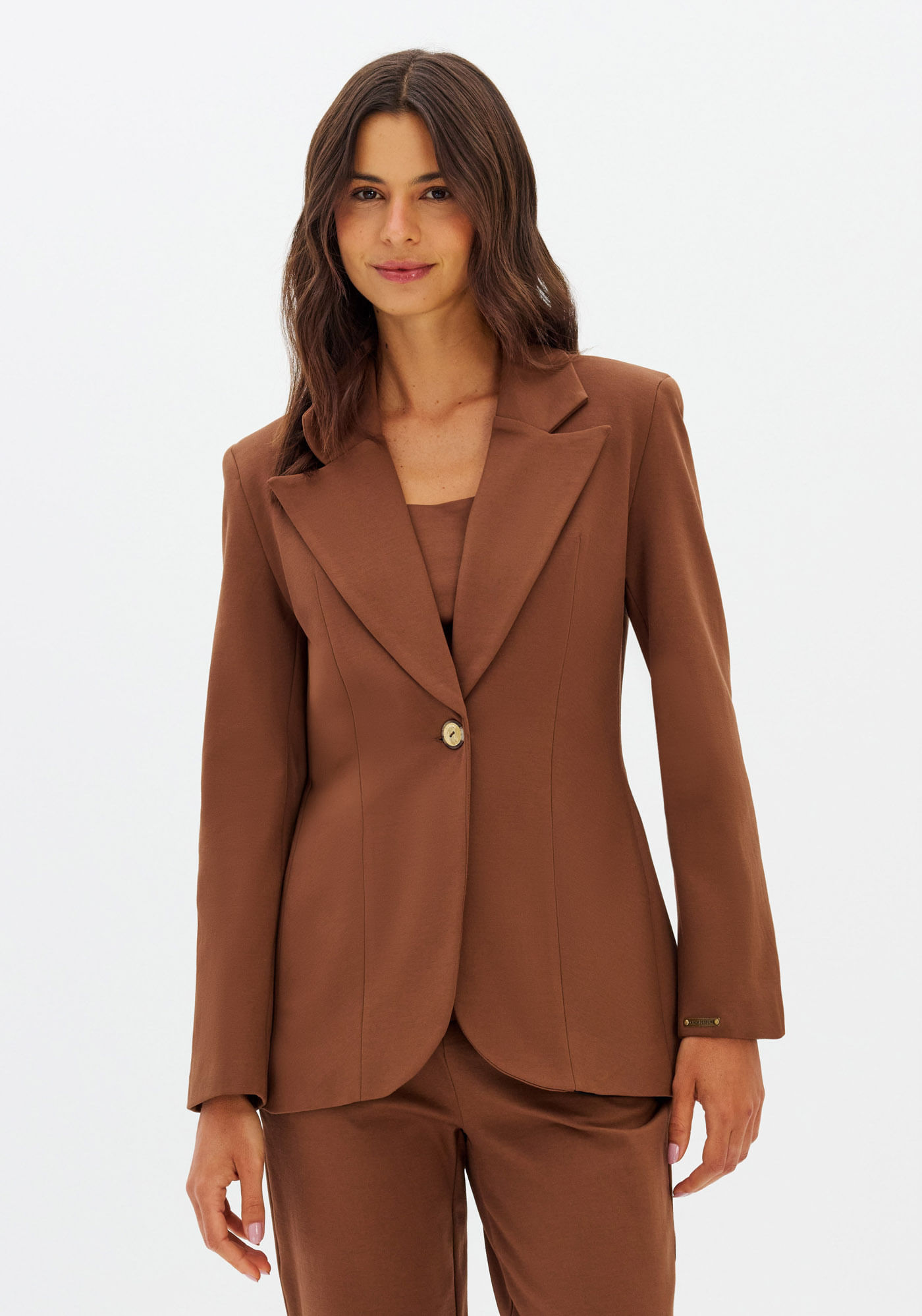Blazer Slim Alongado com Botão