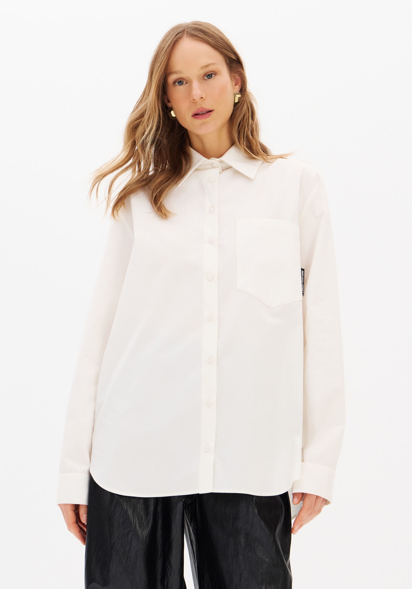 Camisa Oversized Alongada Em Algodão Egípicio