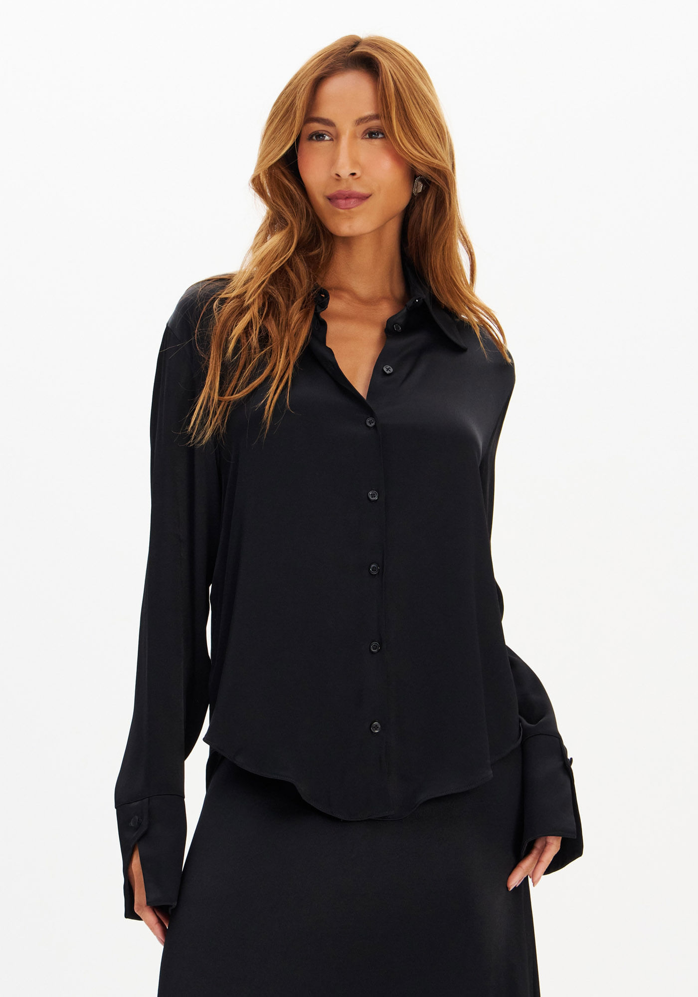 Camisa Alongada Manga Longa